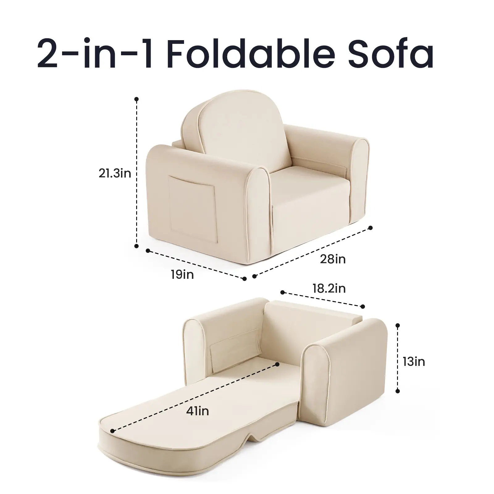 Tiny Land® GentleSnug Kid Chair - Beige White - Image 11