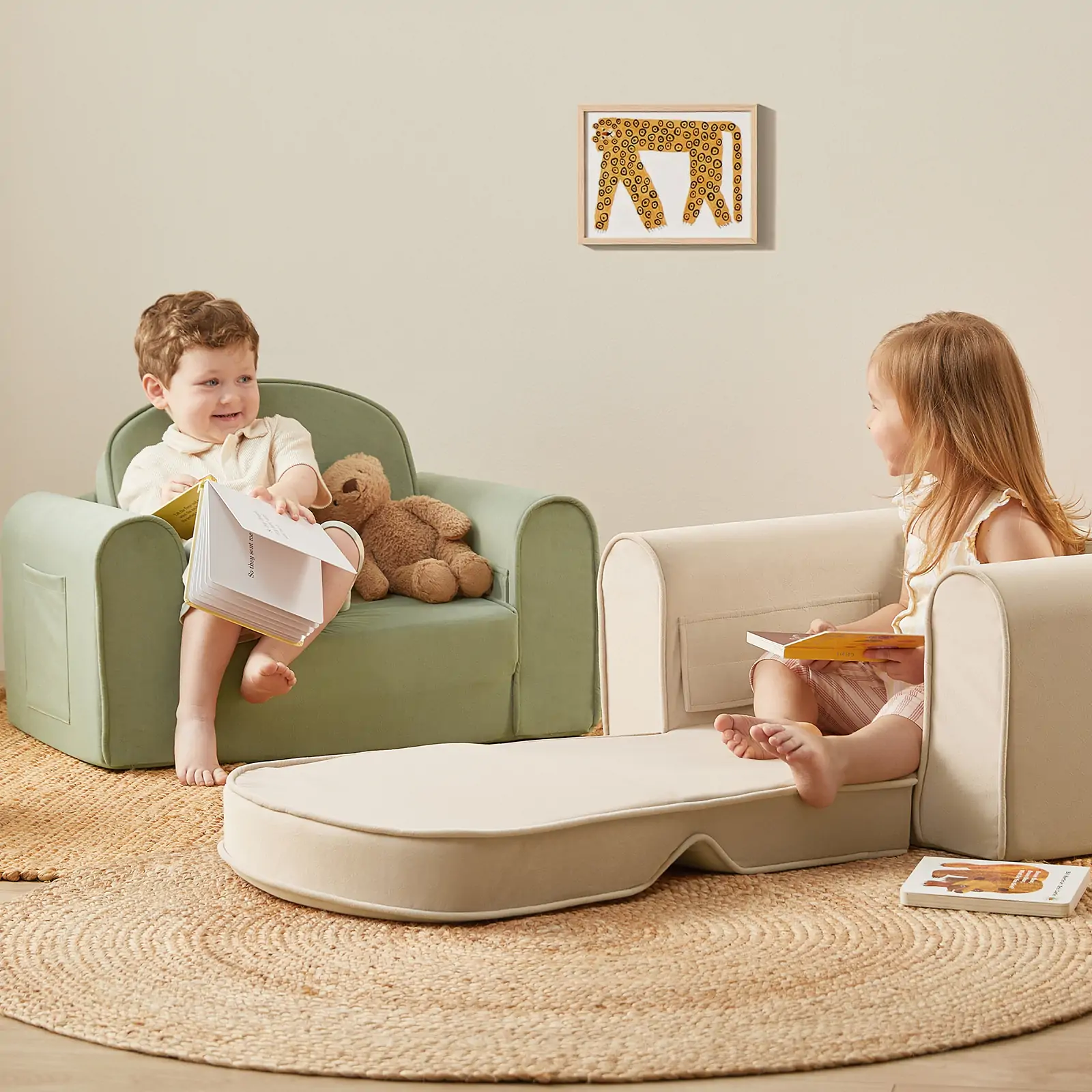 Tiny Land® GentleSnug Kid Chair - Beige White - Image 2