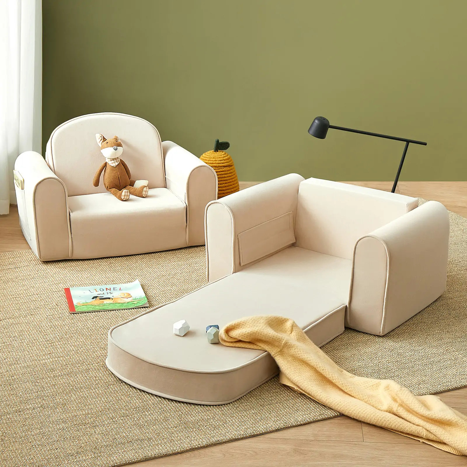 Tiny Land® GentleSnug Kid Chair - Beige White - Image 4