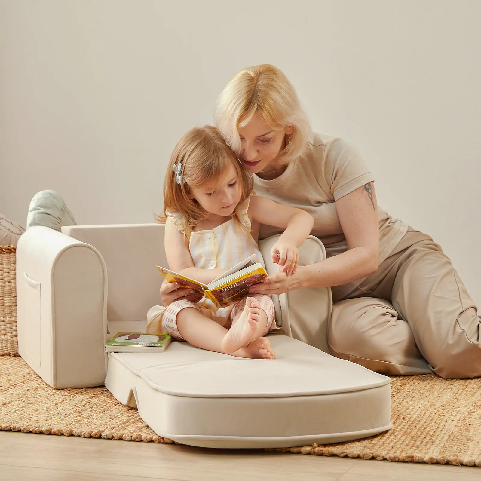 Tiny Land® GentleSnug Kid Chair - Beige White - Image 5