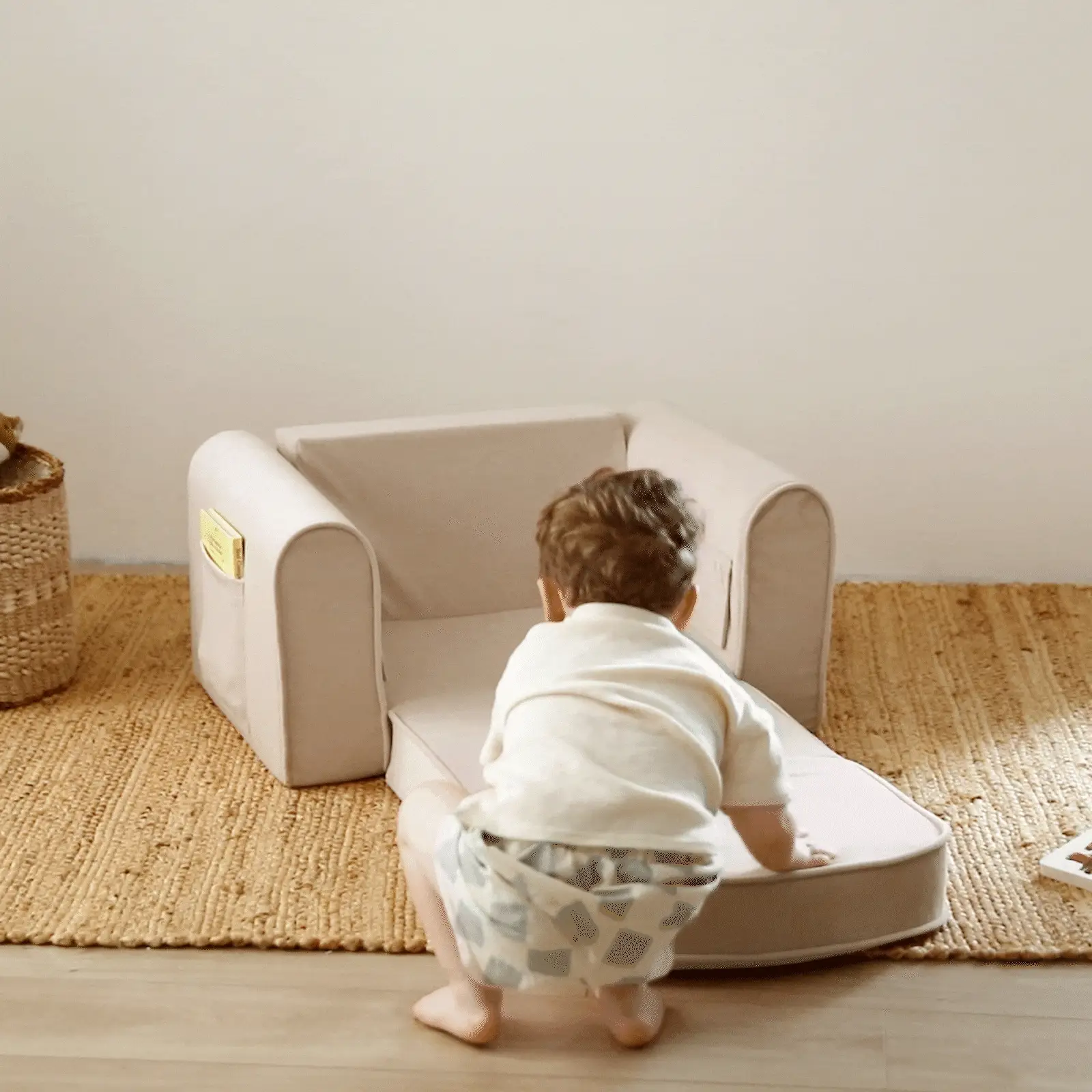 Tiny Land® GentleSnug Kid Chair - Beige White - Image 7