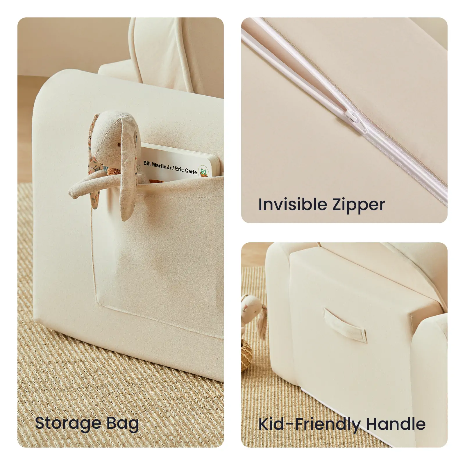 Tiny Land® GentleSnug Kid Chair - Beige White - Image 9