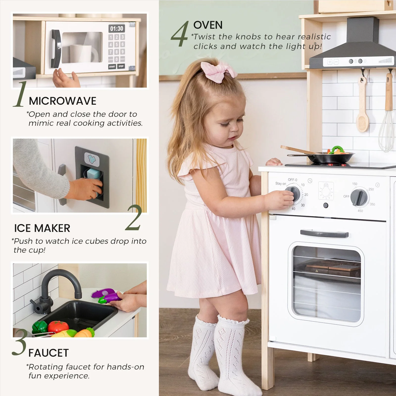 Tiny Land® Interactive Play Kitchen with Sounds & Cookware - Image 3
