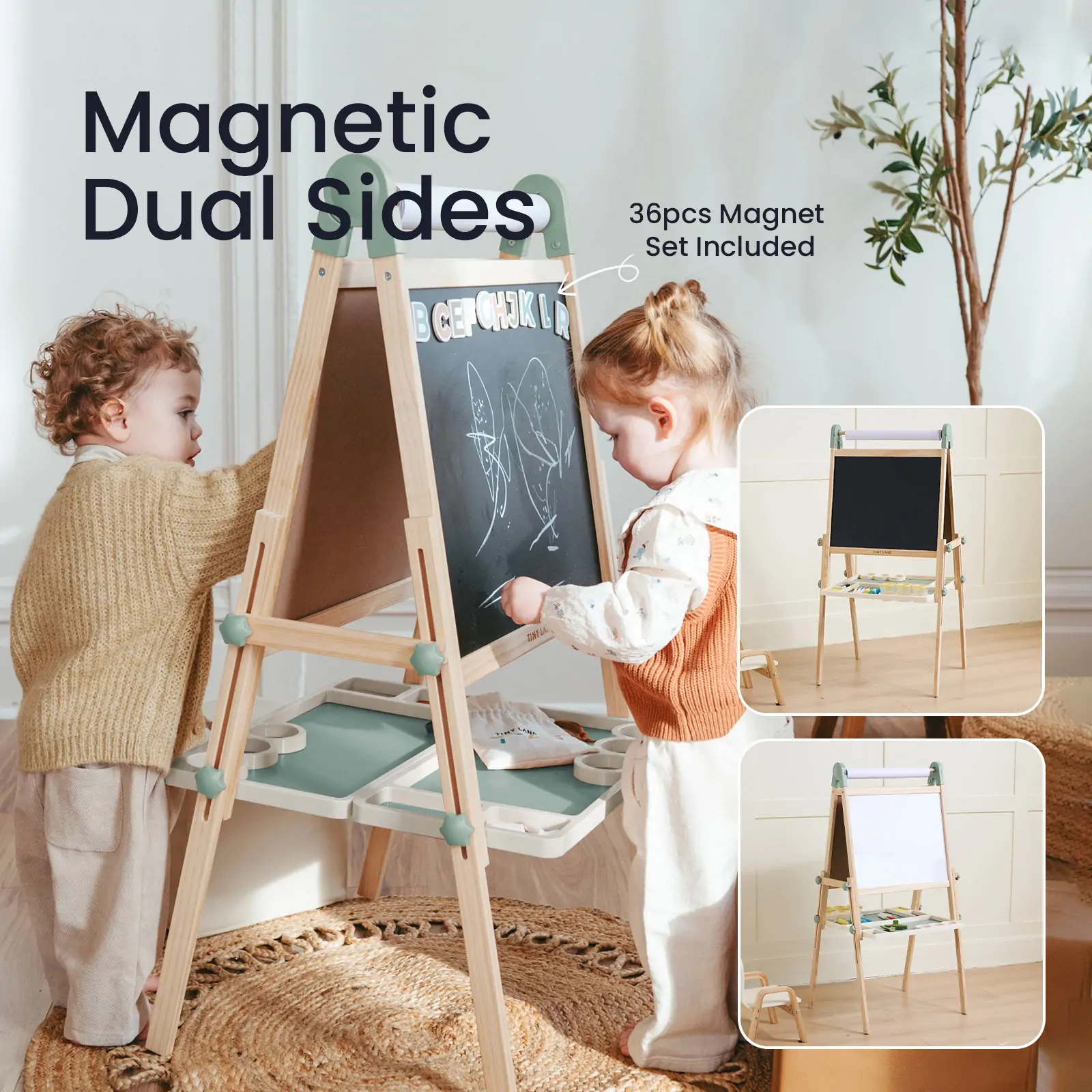 Tiny Land® Magnitales Easel for Kids - Green - Image 4