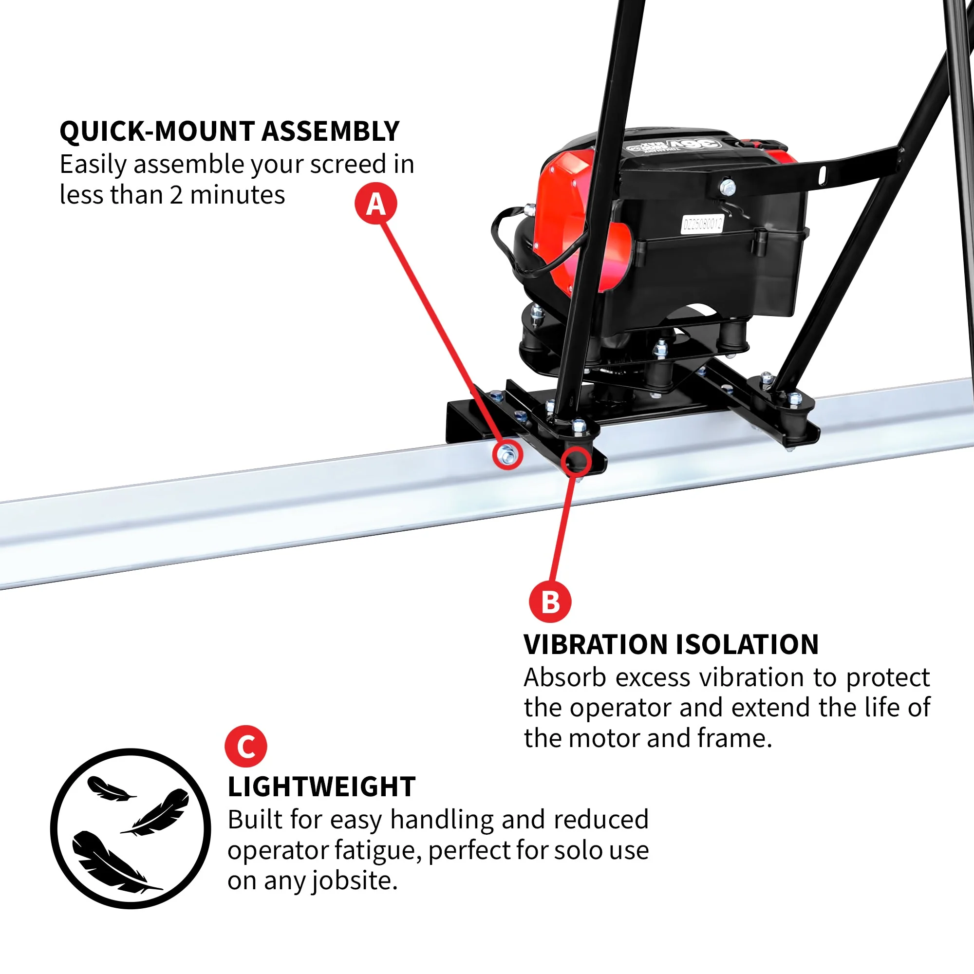 Tomahawk Battery Power Screed 36V 7ah Single Aluminum Blade Bundle (Choose 4ft, 6ft, 8ft, 10ft, 12ft, 14ft) - Image 9
