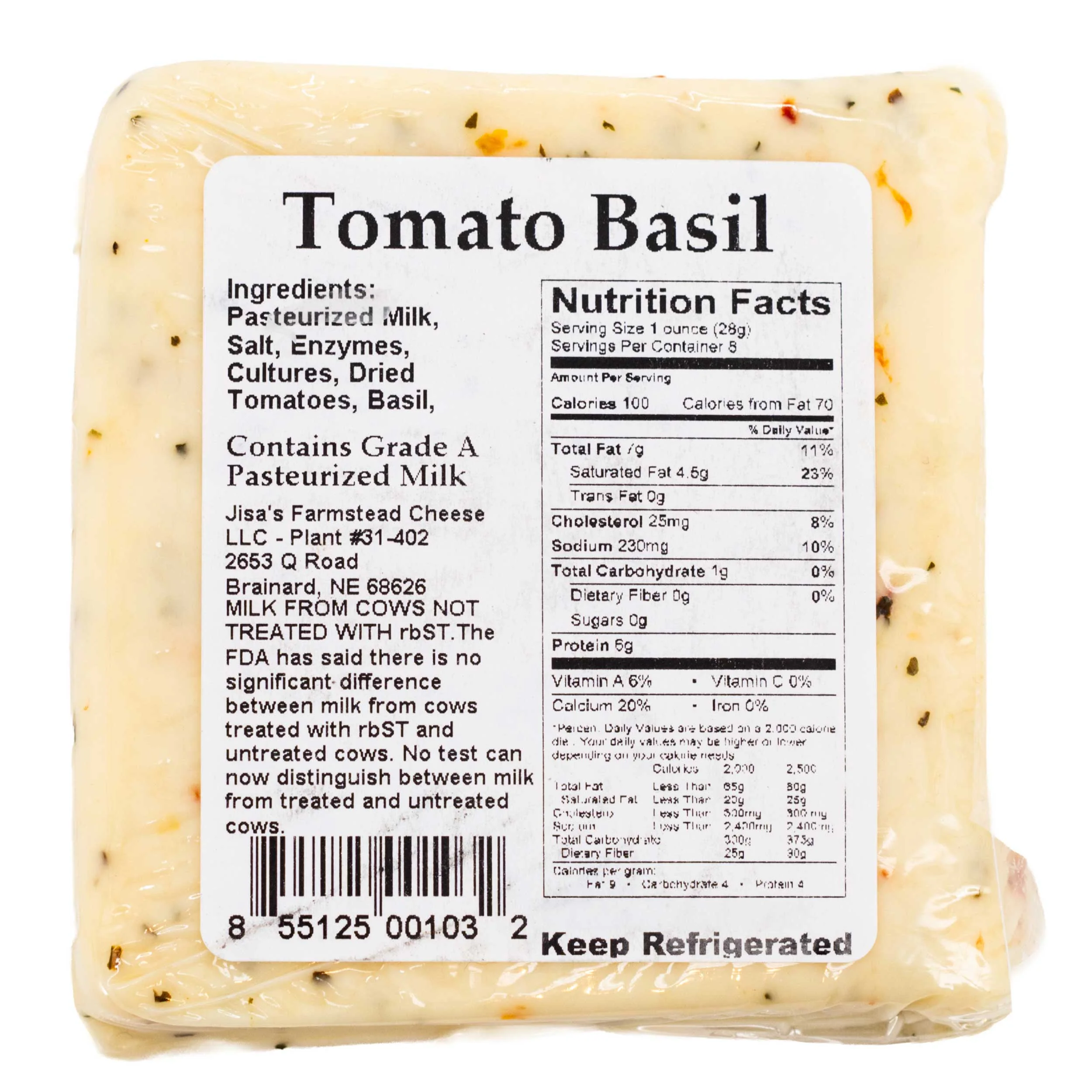 Tomato Basil Cheese Block | Pack of 3 | 8 oz | Jisa's Farmstead Cheese - Image 3