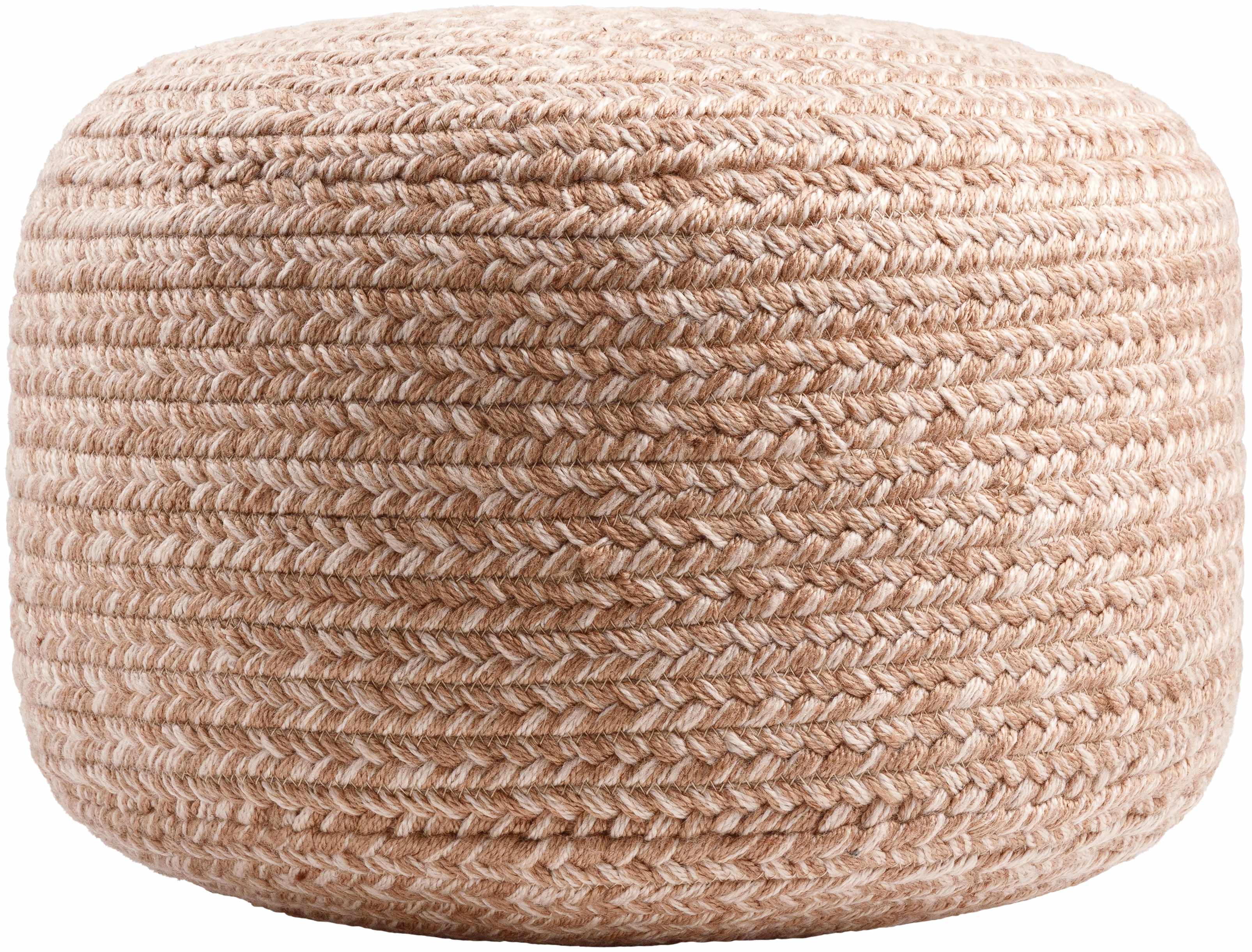 Tonanitla Natural Fiber Blush Knitted Pouf - Image 4
