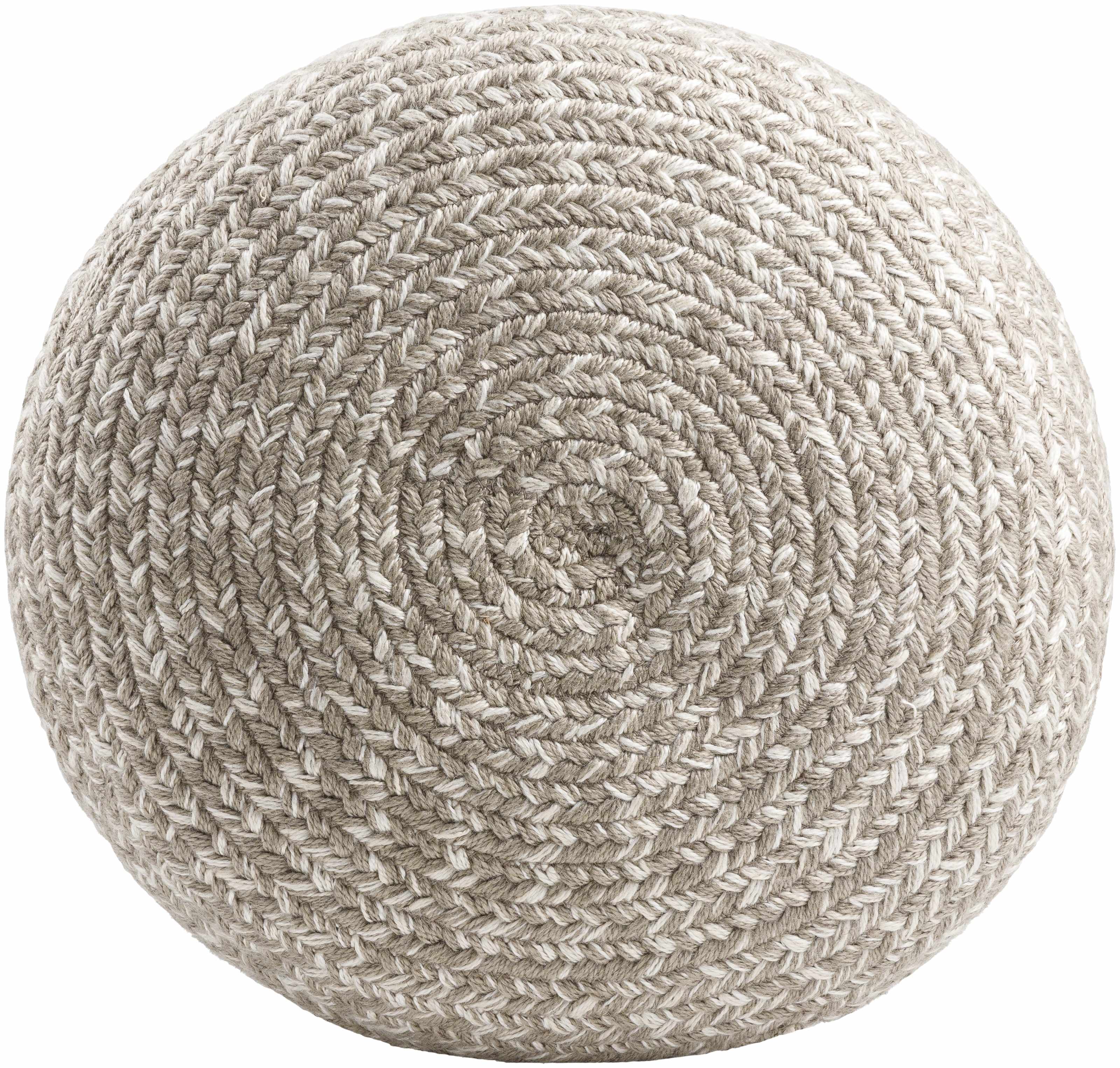 Tonanitla Natural Fiber Light Gray Knitted Pouf - Image 2