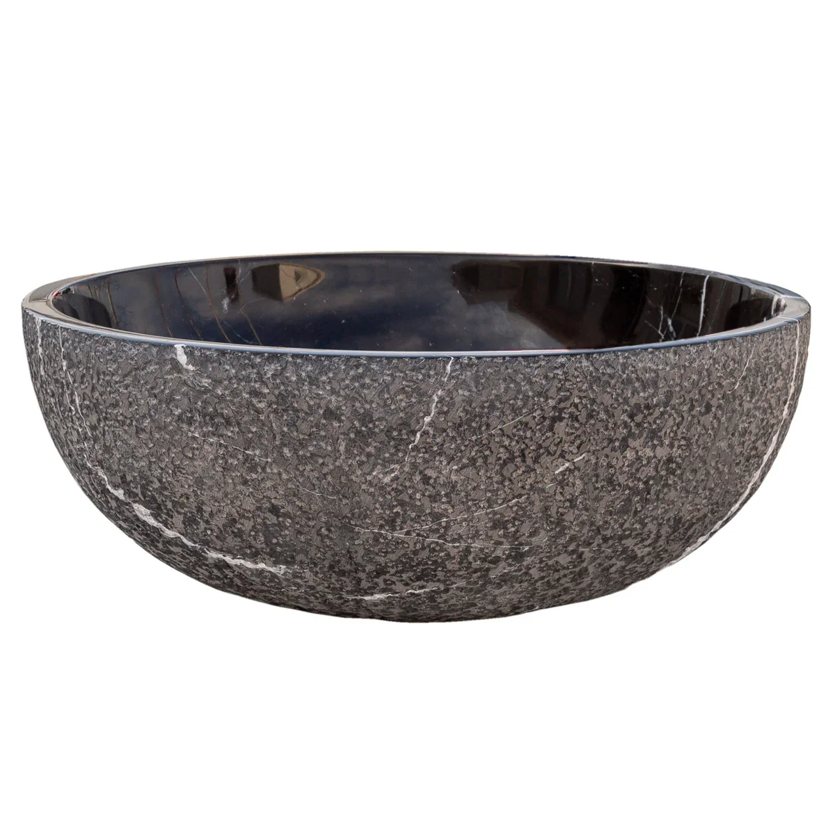 Toros Black Marble Above-Vanity Bathroom Vessel Sink Rough Exterior (D)16" (H)6" - In Stock - Image 4