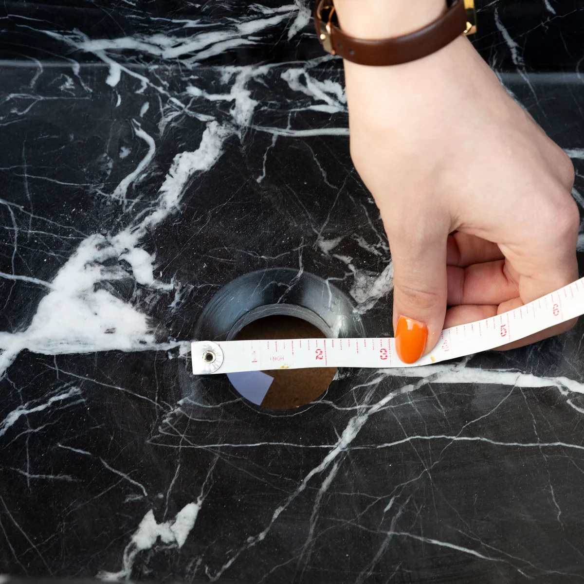 Toros Black Marble Rectangular Wall-mount Bathroom Sink (W)12" (W)18" (H)7" - In Stock - Image 5
