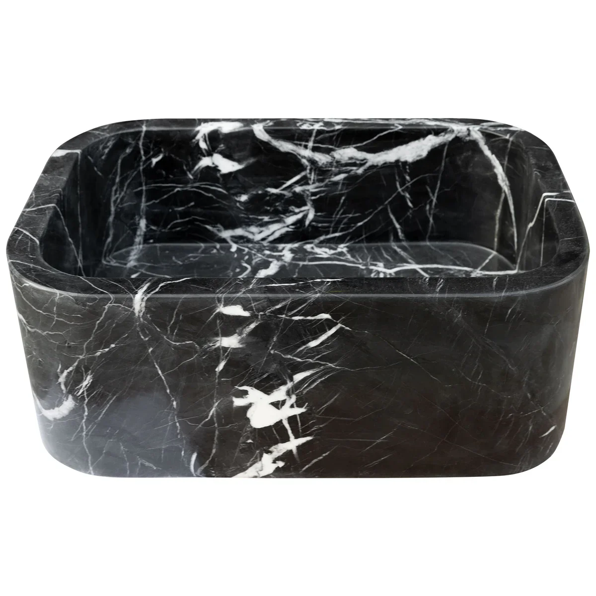 Toros Black Marble Rectangular Wall-mount Bathroom Sink (W)12" (W)18" (H)7" - In Stock - Image 7