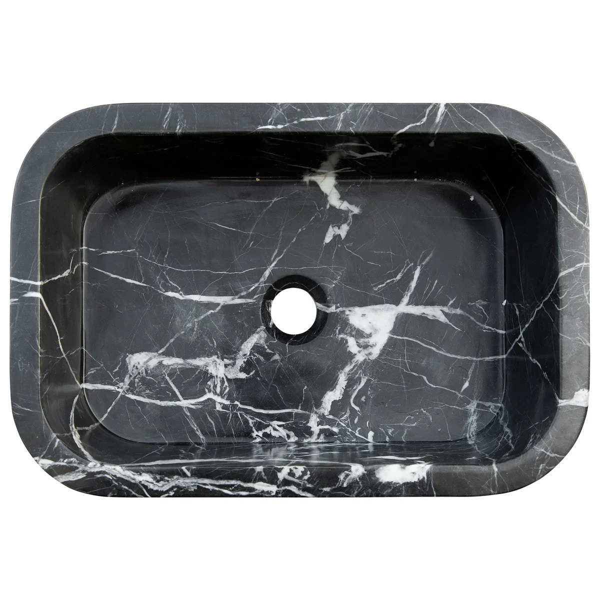Toros Black Marble Rectangular Wall-mount Bathroom Sink (W)12" (W)18" (H)7" - In Stock - Image 8