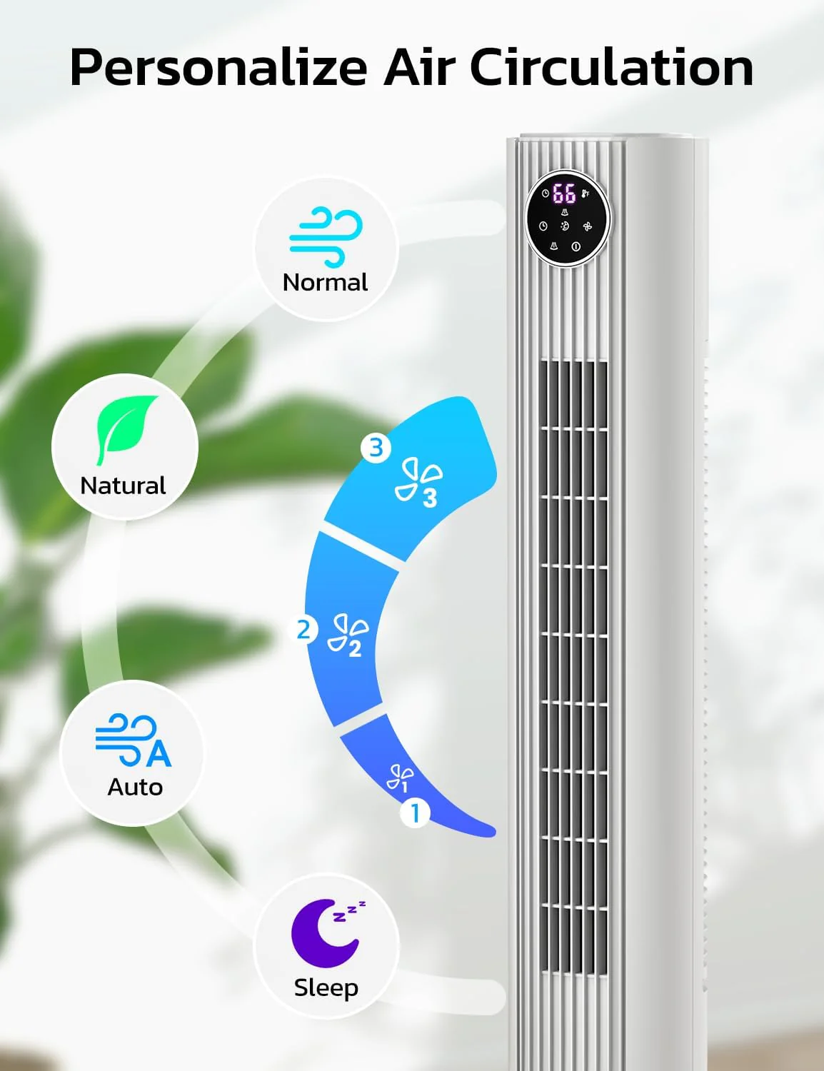 Tower Fan for Bedroom, 90° Oscillating Fan with 12H Timer, 37”Standing Fans with Remote, Bladeless Fan with 4 Modes & 3 Speeds - Image 16