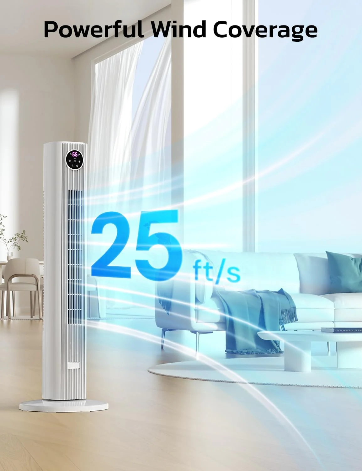 Tower Fan for Bedroom, 90° Oscillating Fan with 12H Timer, 37”Standing Fans with Remote, Bladeless Fan with 4 Modes & 3 Speeds - Image 18