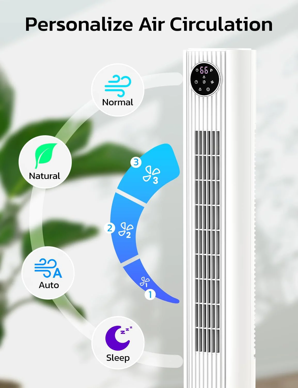 Tower Fan for Bedroom, 90° Oscillating Fan with 12H Timer, 37”Standing Fans with Remote, Bladeless Fan with 4 Modes & 3 Speeds - Image 2