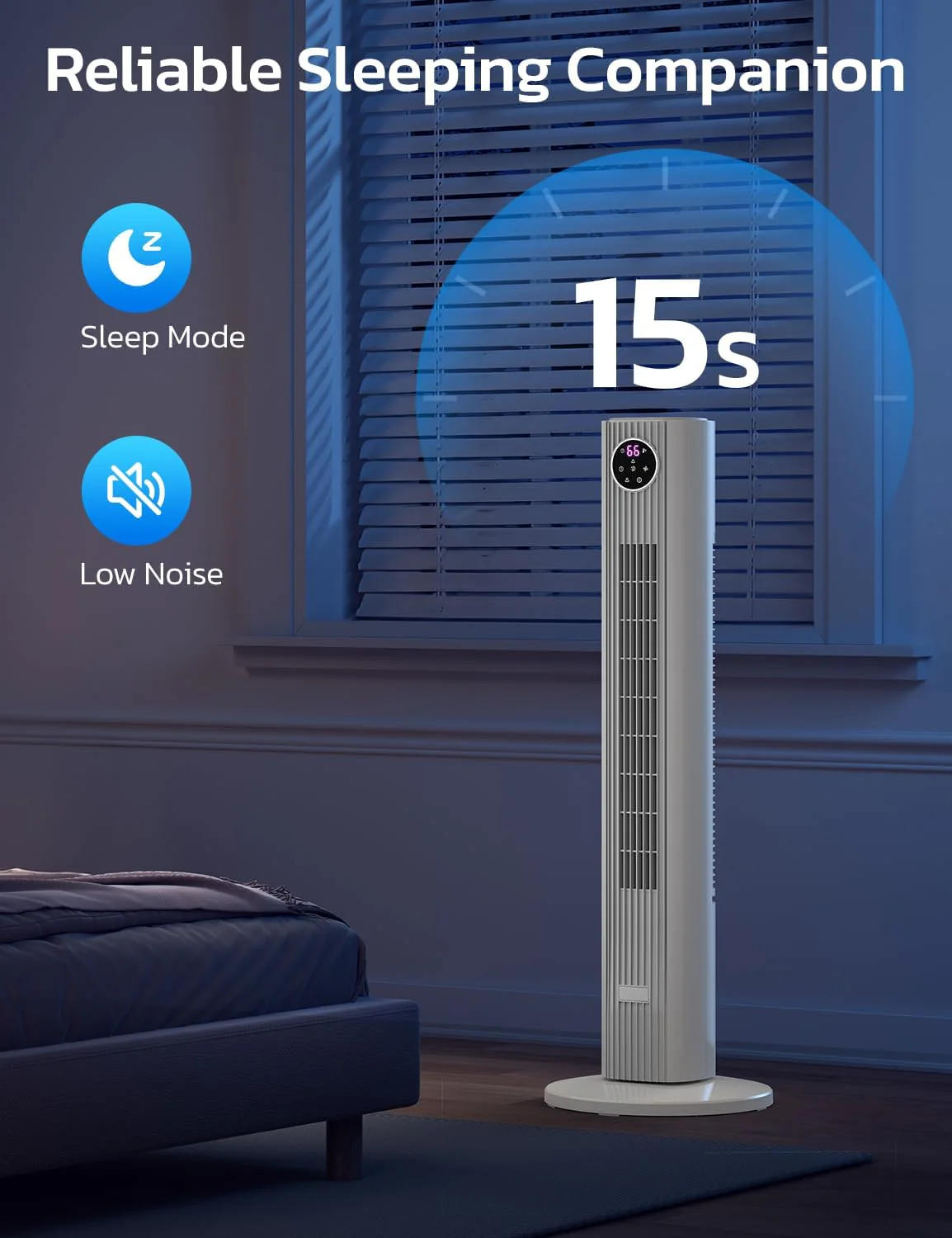 Tower Fan for Bedroom, 90° Oscillating Fan with 12H Timer, 37”Standing Fans with Remote, Bladeless Fan with 4 Modes & 3 Speeds - Image 20