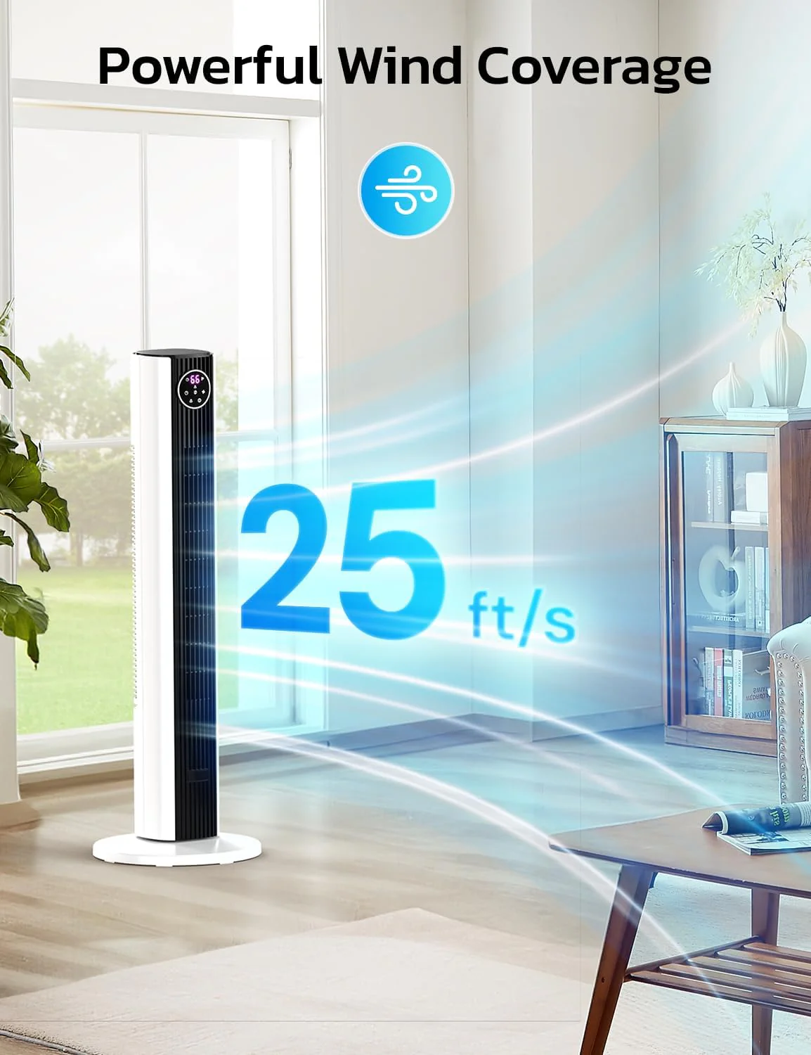 Tower Fan for Bedroom, 90° Oscillating Fan with 12H Timer, 37”Standing Fans with Remote, Bladeless Fan with 4 Modes & 3 Speeds - Image 25