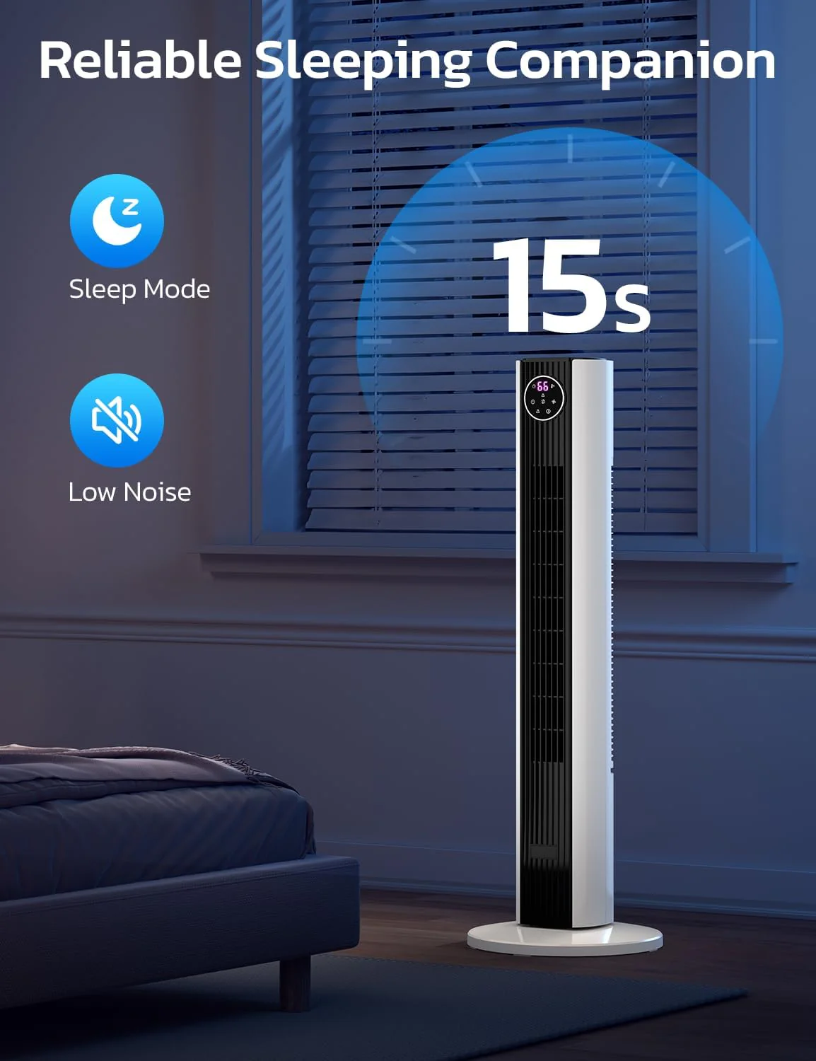 Tower Fan for Bedroom, 90° Oscillating Fan with 12H Timer, 37”Standing Fans with Remote, Bladeless Fan with 4 Modes & 3 Speeds - Image 27