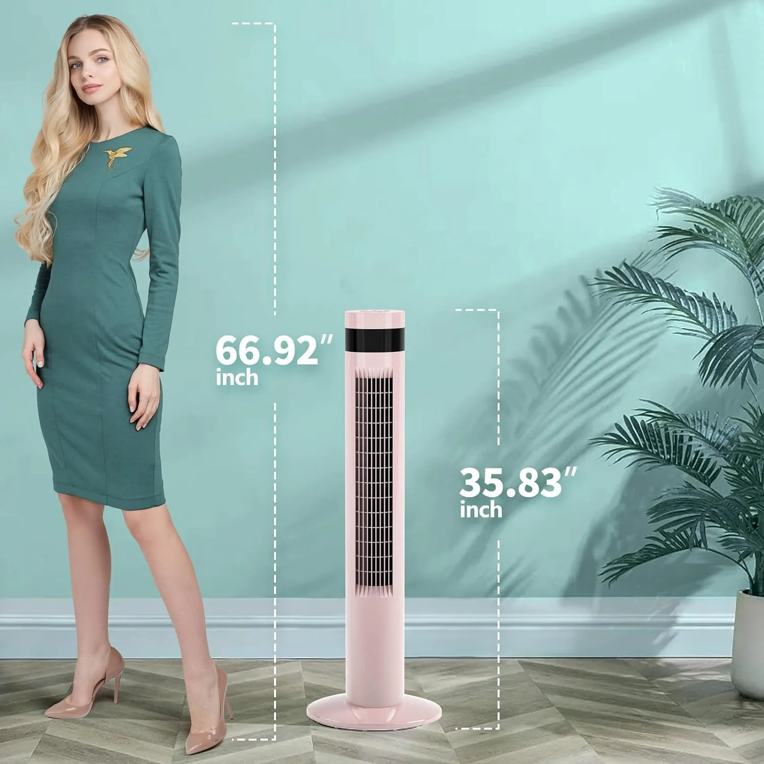 Tower Fan Portable Electric Oscillating Fan Quiet Cooling Remote Control Standing Bladeless Floor Fans 3 Speeds Wind Modes Timer - Image 14