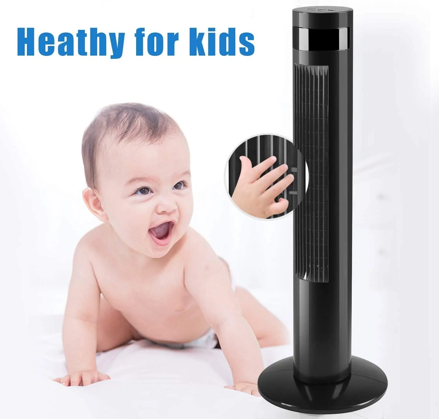 Tower Fan Portable Electric Oscillating Fan Quiet Cooling Remote Control Standing Bladeless Floor Fans 3 Speeds Wind Modes Timer - Image 19