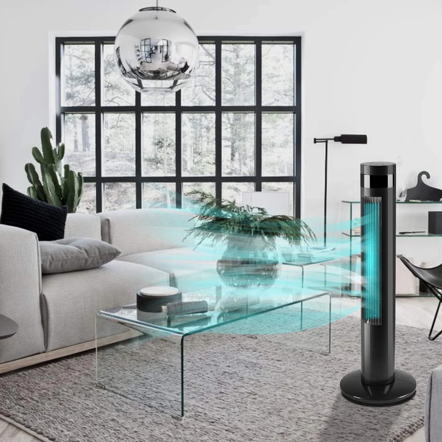 Tower Fan Portable Electric Oscillating Fan Quiet Cooling Remote Control Standing Bladeless Floor Fans 3 Speeds Wind Modes Timer - Image 20