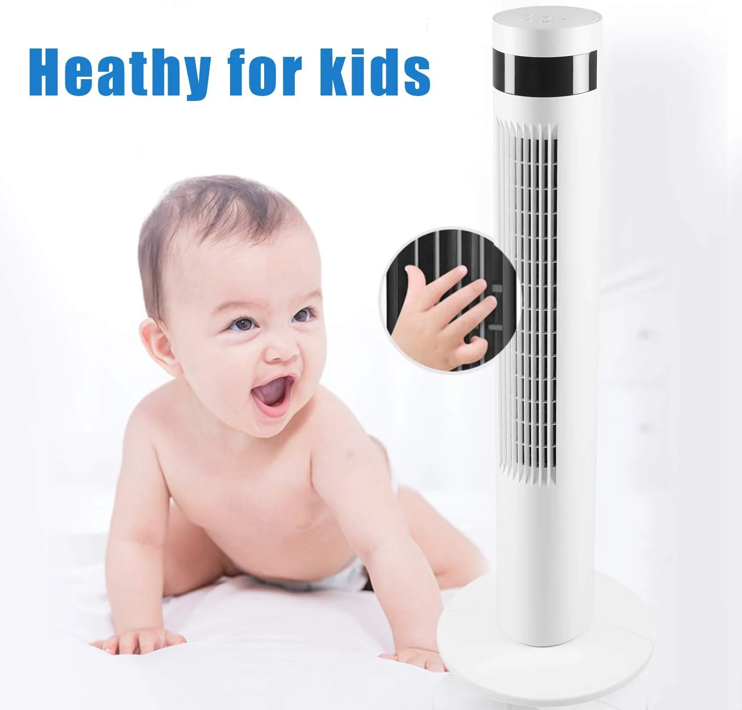 Tower Fan Portable Electric Oscillating Fan Quiet Cooling Remote Control Standing Bladeless Floor Fans 3 Speeds Wind Modes Timer - Image 3