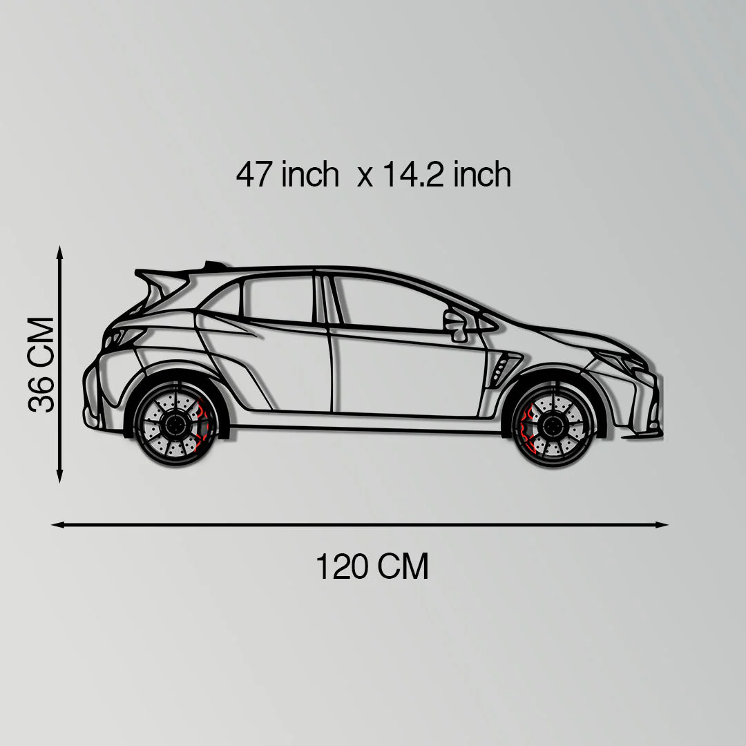 Toyota GR Corolla Metal Car Wall Art with Rotating Wheels - Rally-Inspired Hot Hatch Silhouette - Interactive JDM Automotive Decor - KAFMEKA158 - Image 11