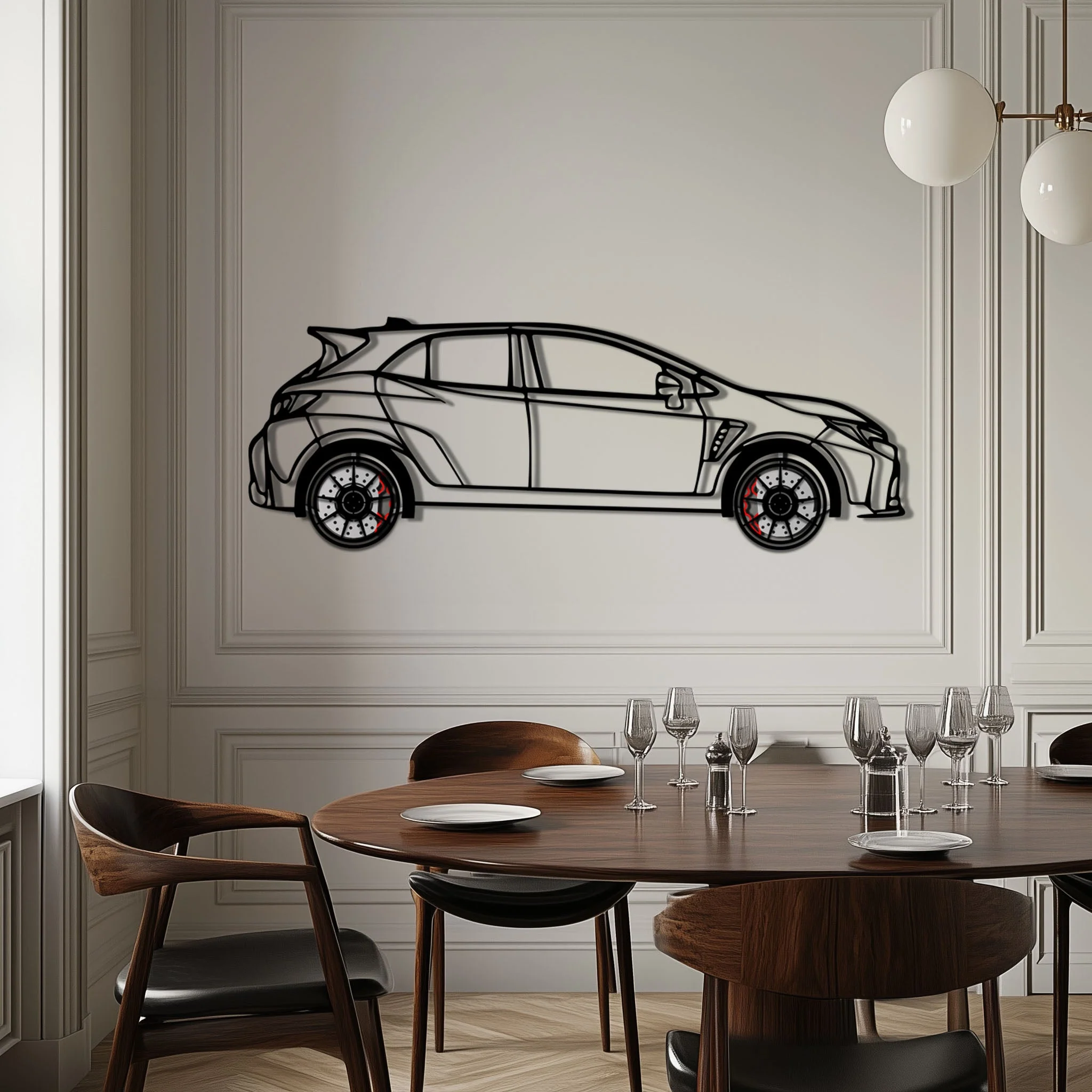Toyota GR Corolla Metal Car Wall Art with Rotating Wheels - Rally-Inspired Hot Hatch Silhouette - Interactive JDM Automotive Decor - KAFMEKA158 - Image 3