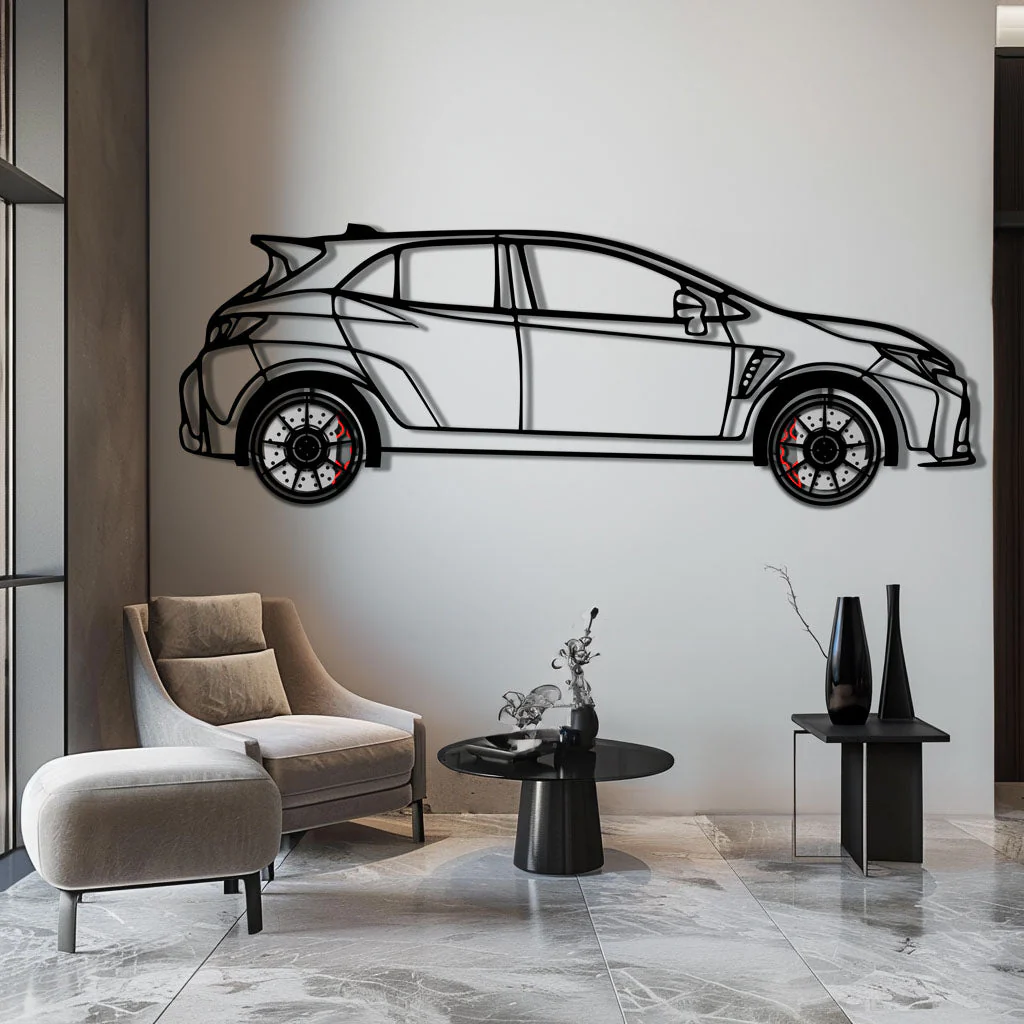 Toyota GR Corolla Metal Car Wall Art with Rotating Wheels - Rally-Inspired Hot Hatch Silhouette - Interactive JDM Automotive Decor - KAFMEKA158 - Image 4