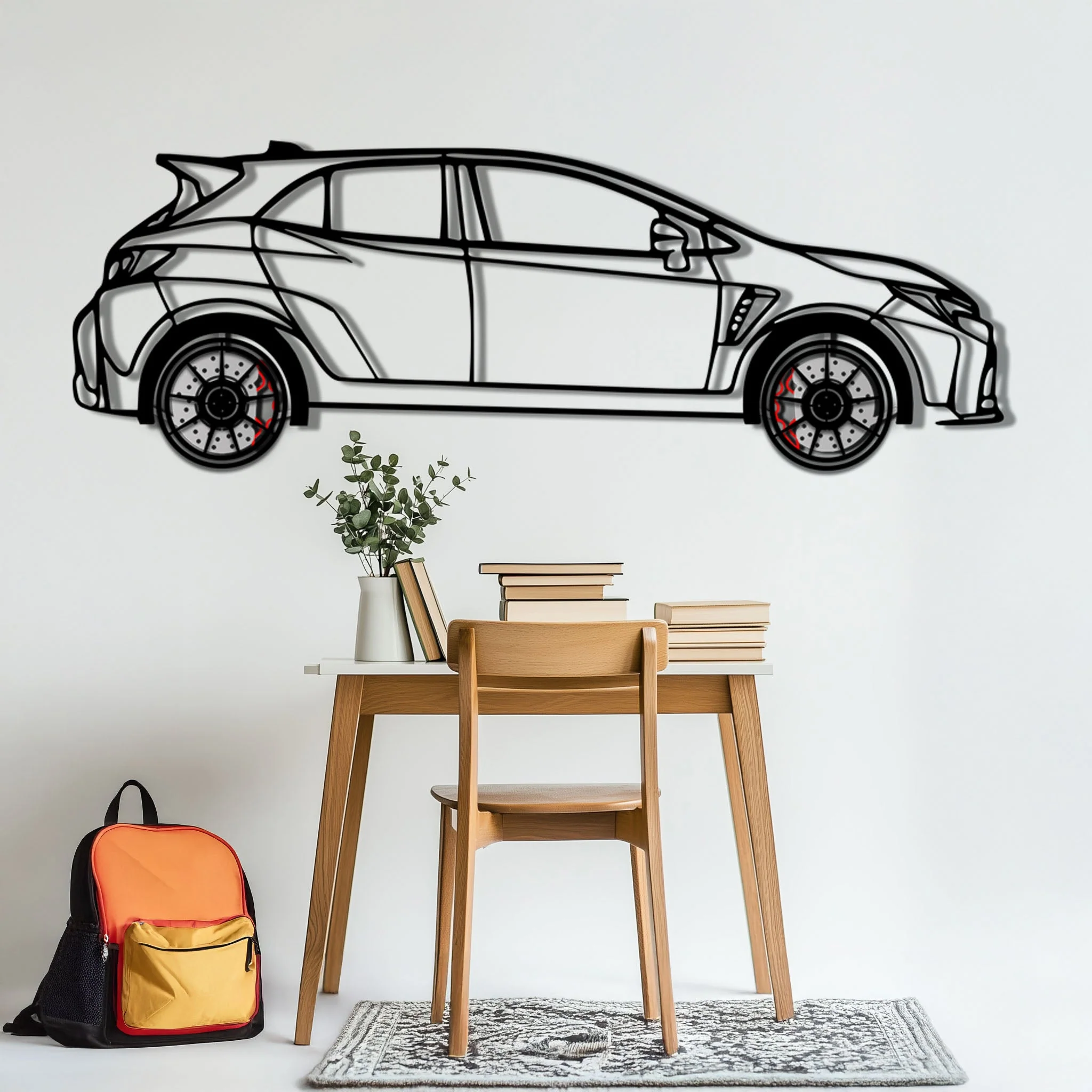 Toyota GR Corolla Metal Car Wall Art with Rotating Wheels - Rally-Inspired Hot Hatch Silhouette - Interactive JDM Automotive Decor - KAFMEKA158 - Image 5