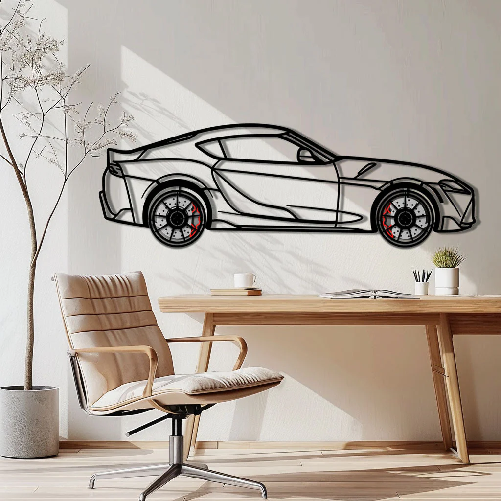 Toyota GR Supra (A90) Metal Car Wall Art with Rotating Wheels - Modern JDM Legend Silhouette - Interactive Automotive Wall Decor - KAFMEKA156 - Image 2