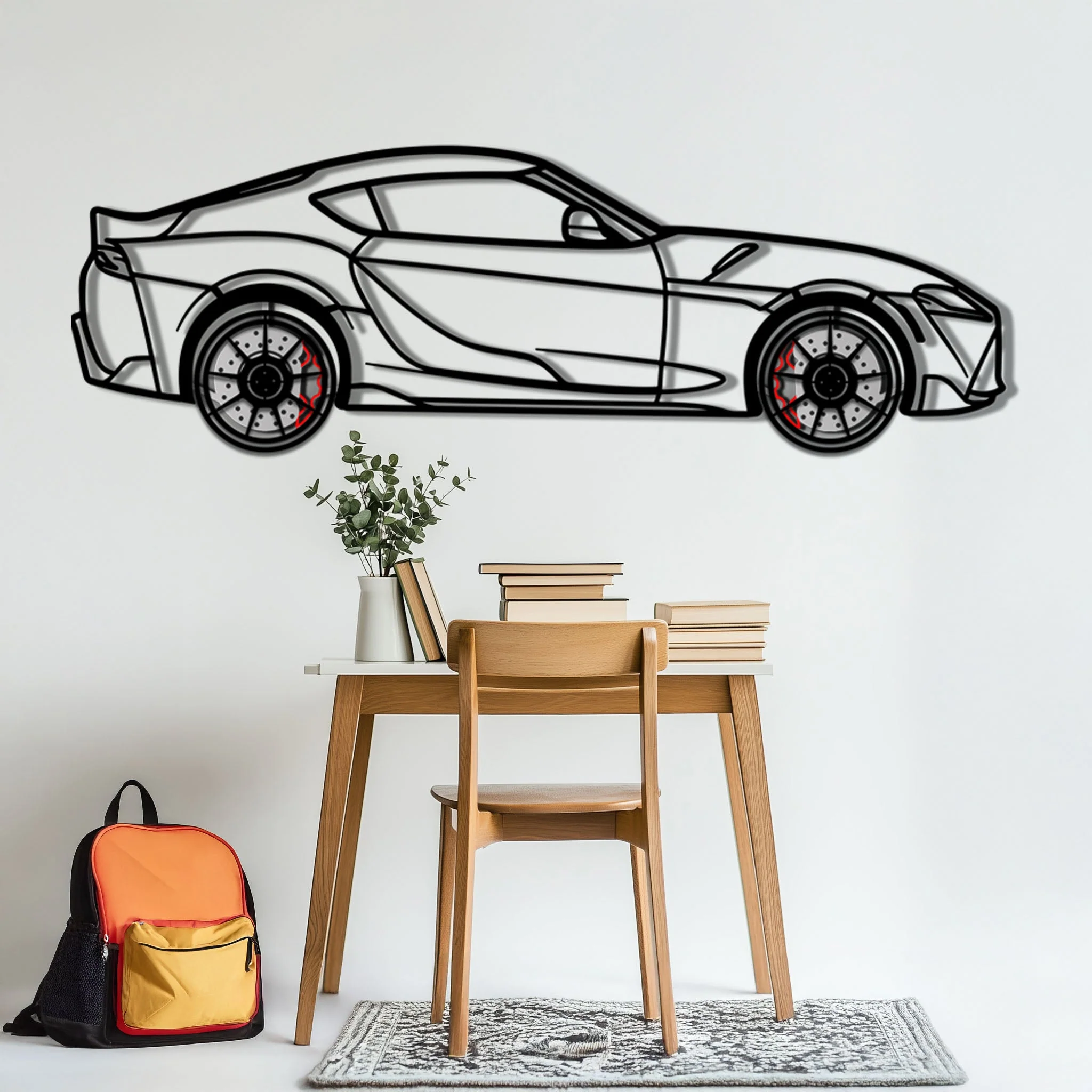 Toyota GR Supra (A90) Metal Car Wall Art with Rotating Wheels - Modern JDM Legend Silhouette - Interactive Automotive Wall Decor - KAFMEKA156 - Image 5