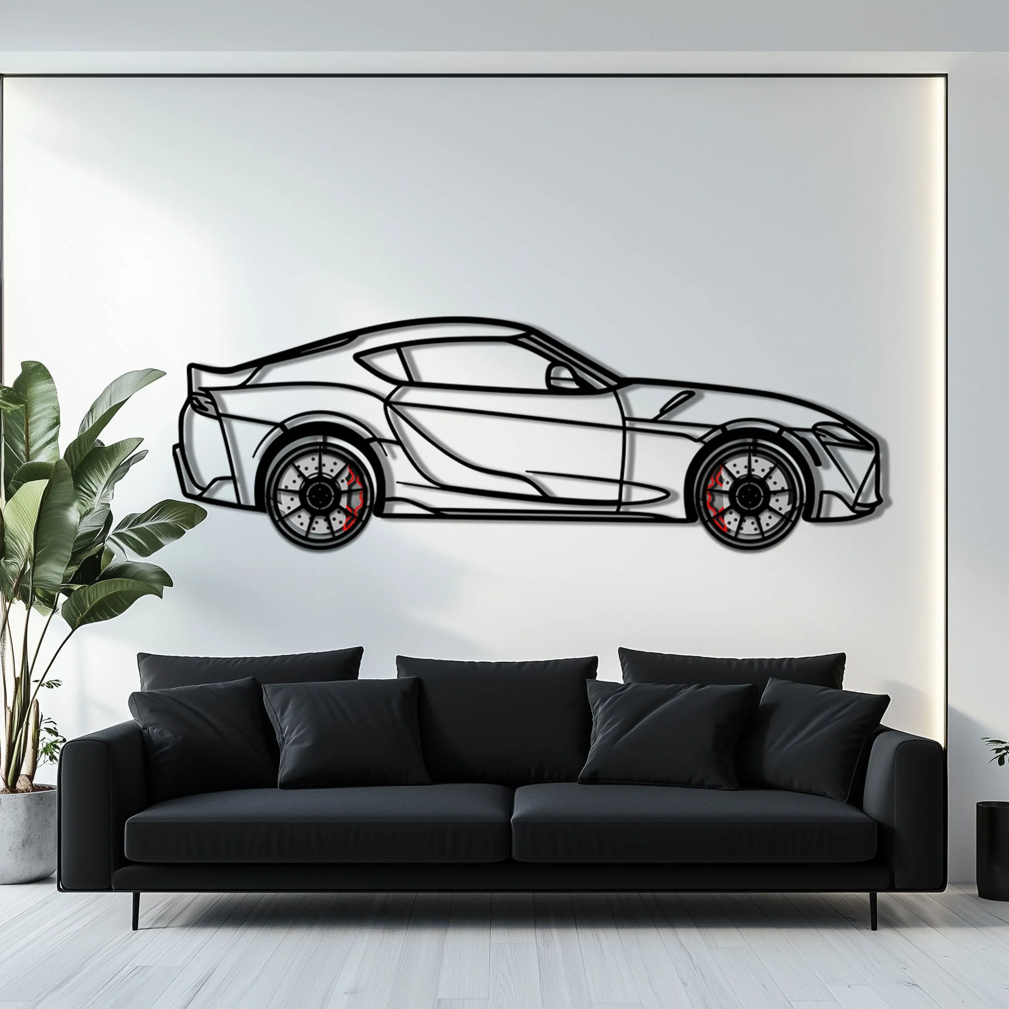 Toyota GR Supra (A90) Metal Car Wall Art with Rotating Wheels - Modern JDM Legend Silhouette - Interactive Automotive Wall Decor - KAFMEKA156 - Image 7