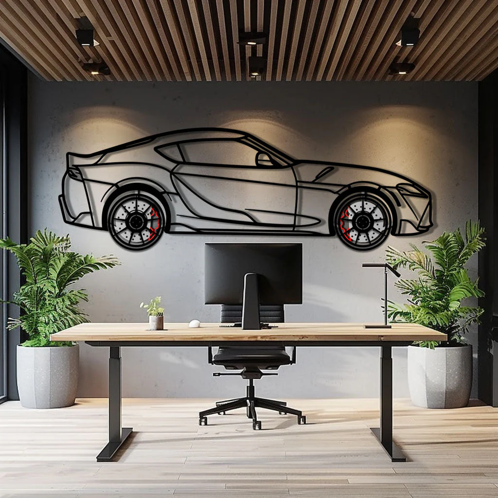 Toyota GR Supra (A90) Metal Car Wall Art with Rotating Wheels - Modern JDM Legend Silhouette - Interactive Automotive Wall Decor - KAFMEKA156 - Image 9