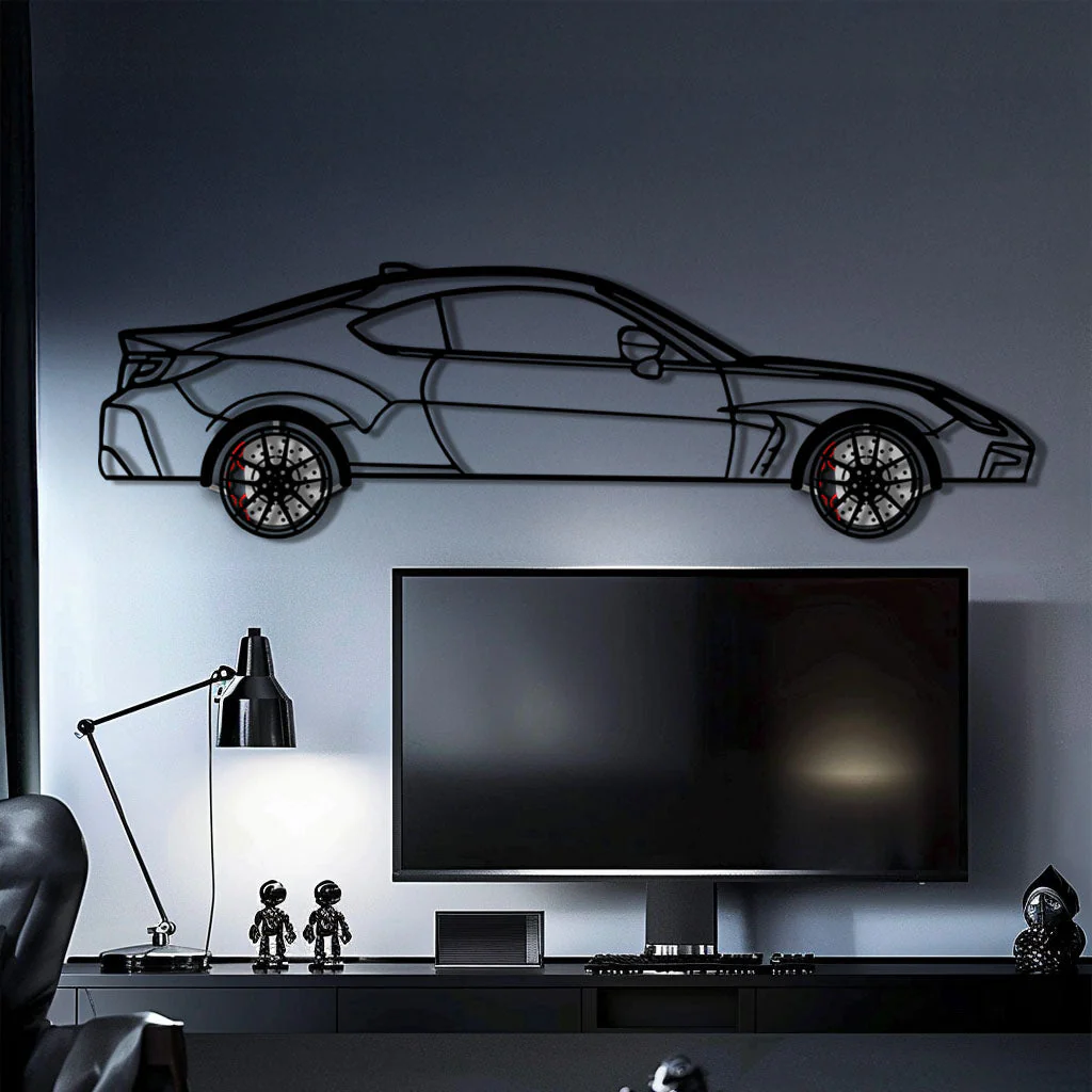 Toyota GR86 Metal Car Wall Art with Rotating Wheels - Modern JDM Sports Coupe Silhouette - Interactive Automotive Wall Decor - KAFMEKA157 - Image 2