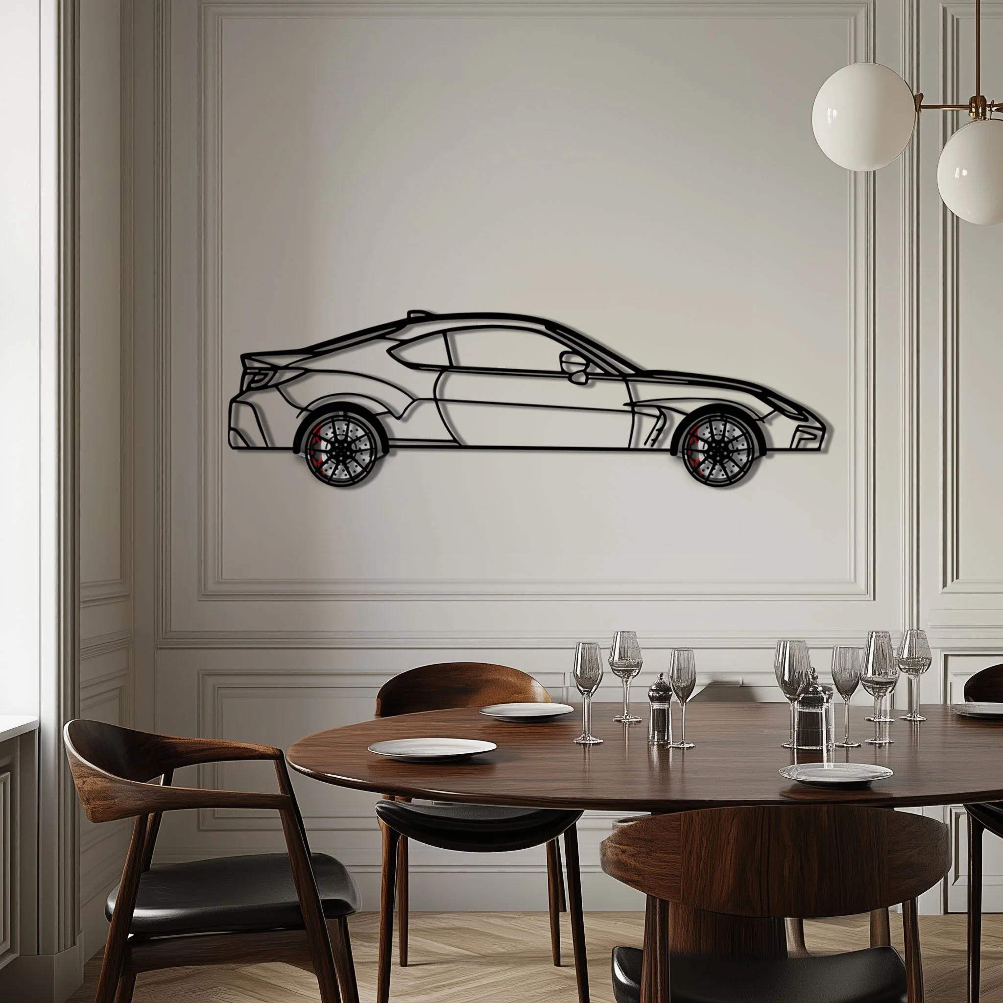 Toyota GR86 Metal Car Wall Art with Rotating Wheels - Modern JDM Sports Coupe Silhouette - Interactive Automotive Wall Decor - KAFMEKA157 - Image 4