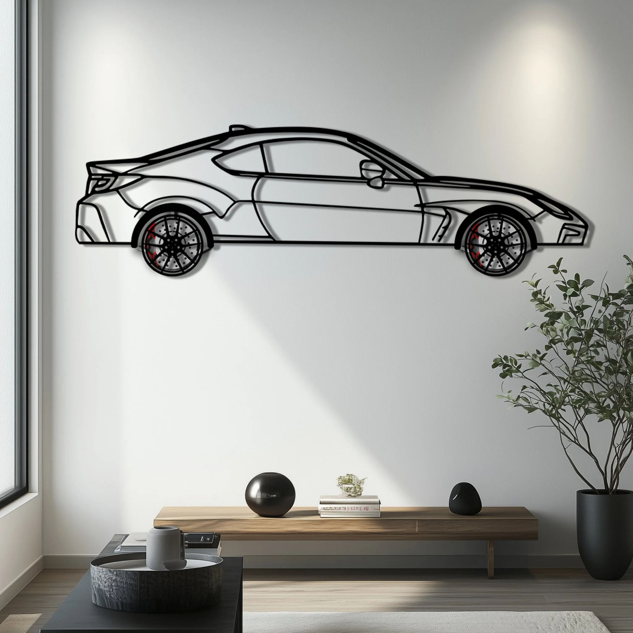 Toyota GR86 Metal Car Wall Art with Rotating Wheels - Modern JDM Sports Coupe Silhouette - Interactive Automotive Wall Decor - KAFMEKA157 - Image 7