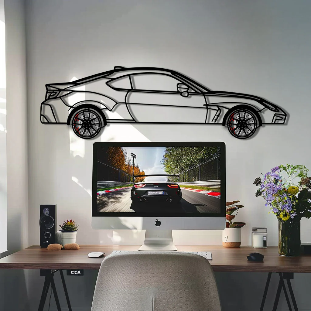 Toyota GR86 Metal Car Wall Art with Rotating Wheels - Modern JDM Sports Coupe Silhouette - Interactive Automotive Wall Decor - KAFMEKA157 - Image 9