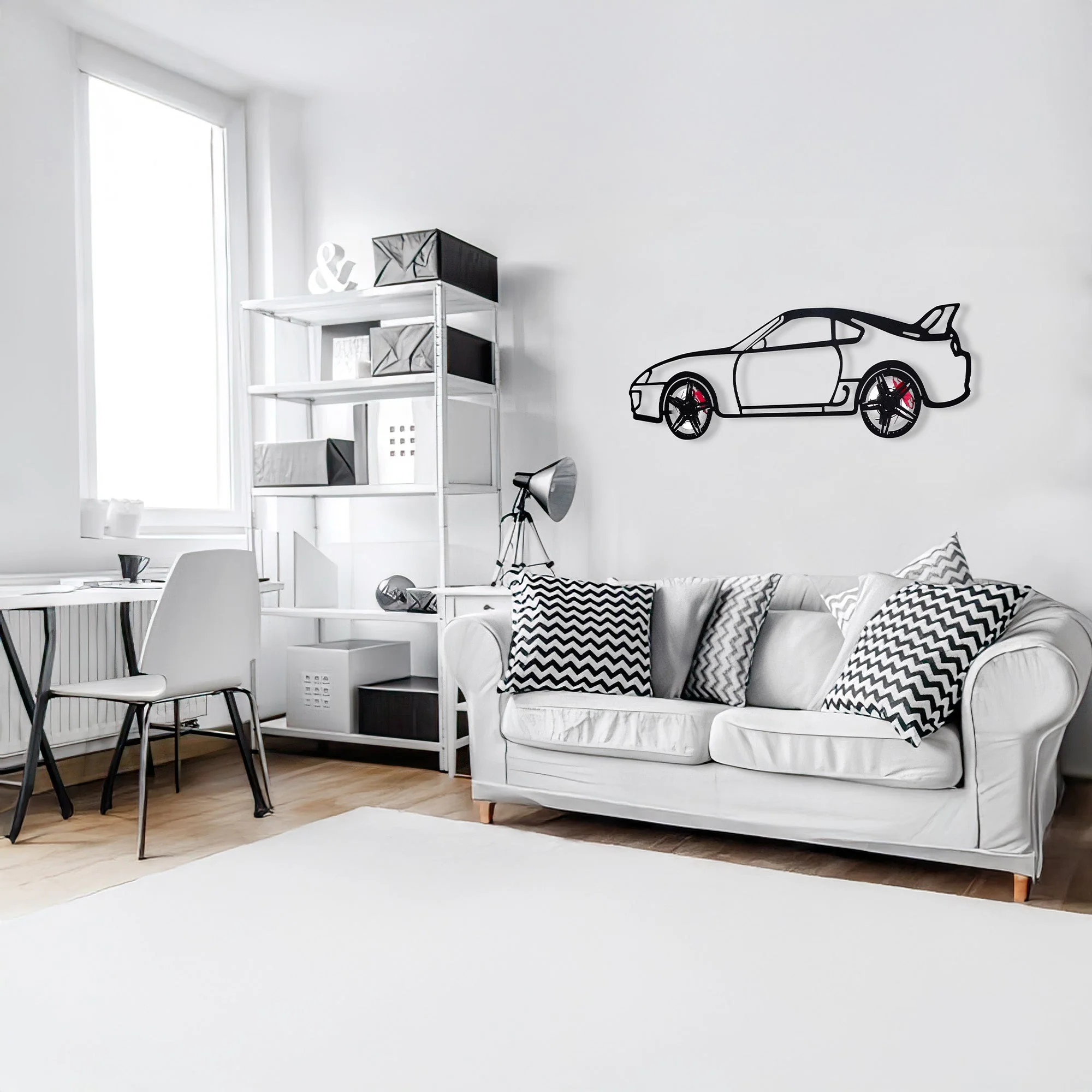 Toyota Supra MK4 Wall Art – JDM Legend Steel Silhouette with Spinning Wheels-KAFMEKA043 - Image 5
