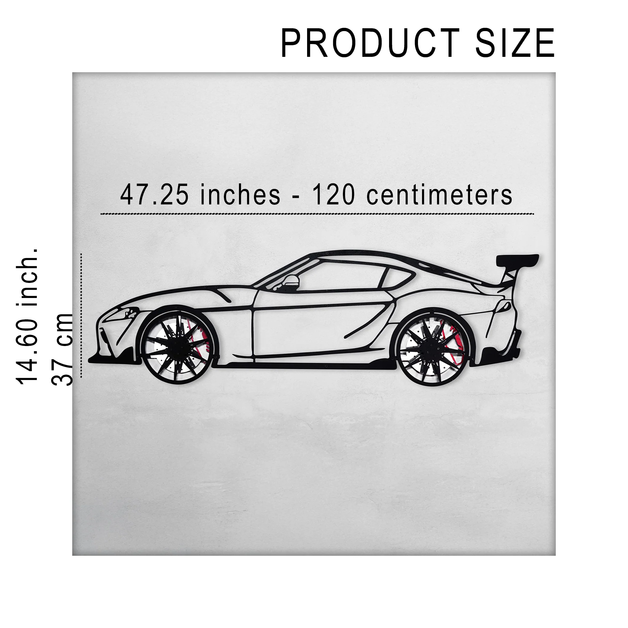Toyota Supra MK5 Wall Art – Modern JDM Steel Silhouette with Spinning Wheels-KAFMEKA044 - Image 13