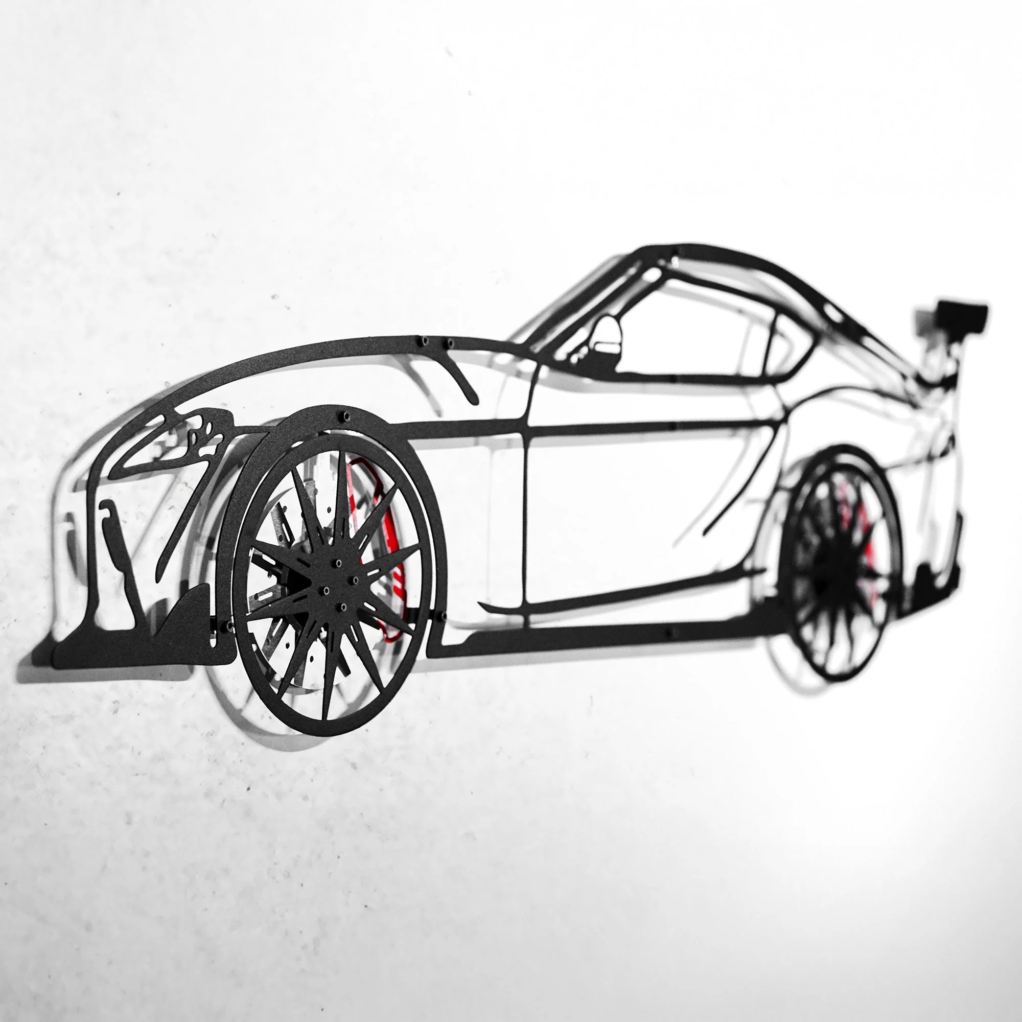 Toyota Supra MK5 Wall Art – Modern JDM Steel Silhouette with Spinning Wheels-KAFMEKA044 - Image 4