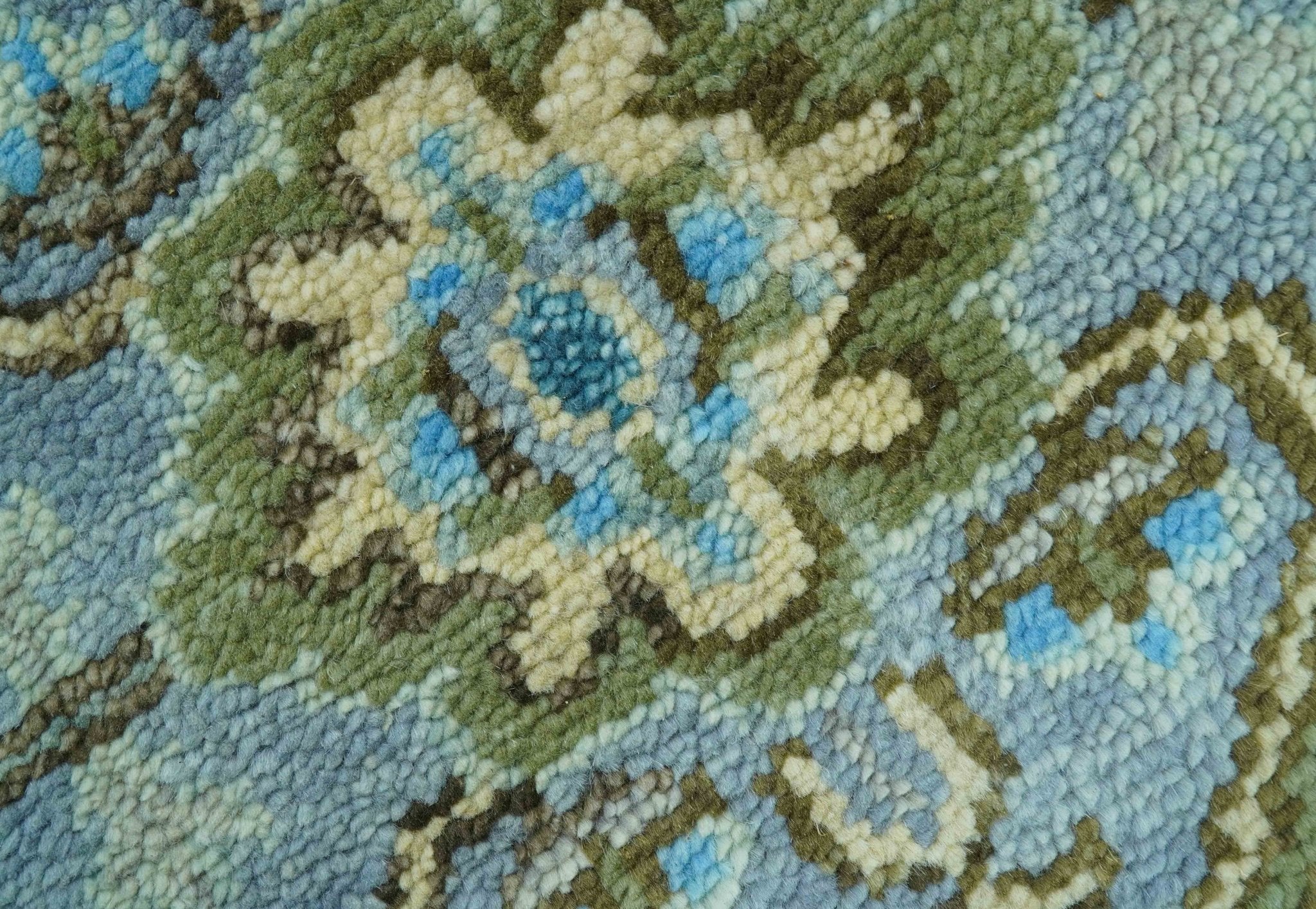 Traditional Blue And Gray Oushak Hand knotted Wool Area Rug - Image 7