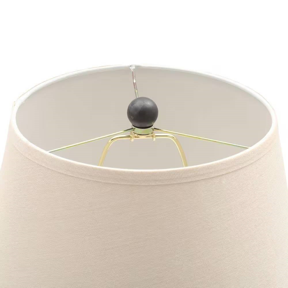 Traditional Bronze Metal Finish Table Lamp with Beige Linen Shade - Image 4