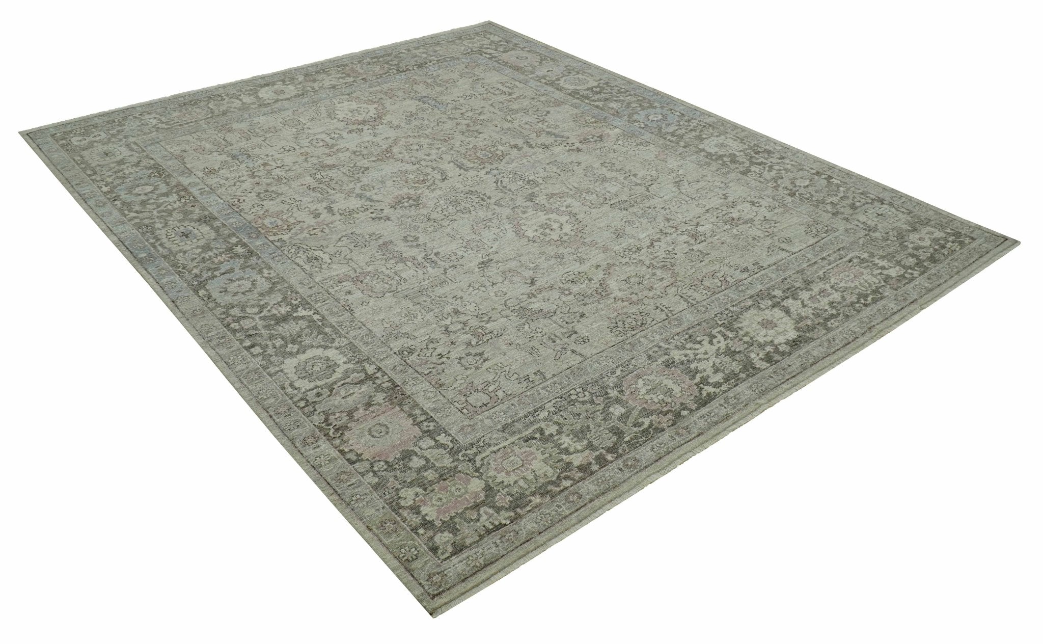 Traditional Design Beige, Brown And Pink Hand Knotted Custom Made Wool Rug - Image 11