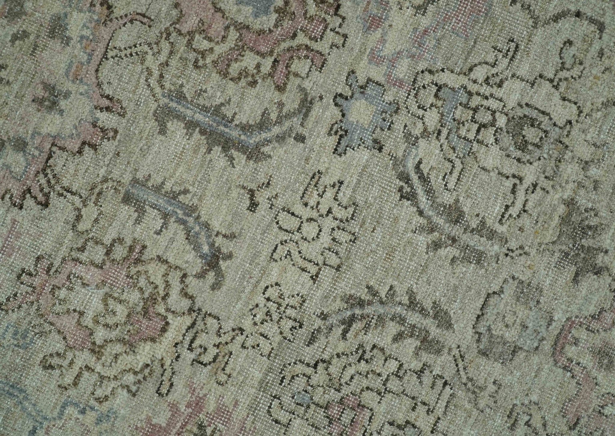Traditional Design Beige, Brown And Pink Hand Knotted Custom Made Wool Rug - Image 5