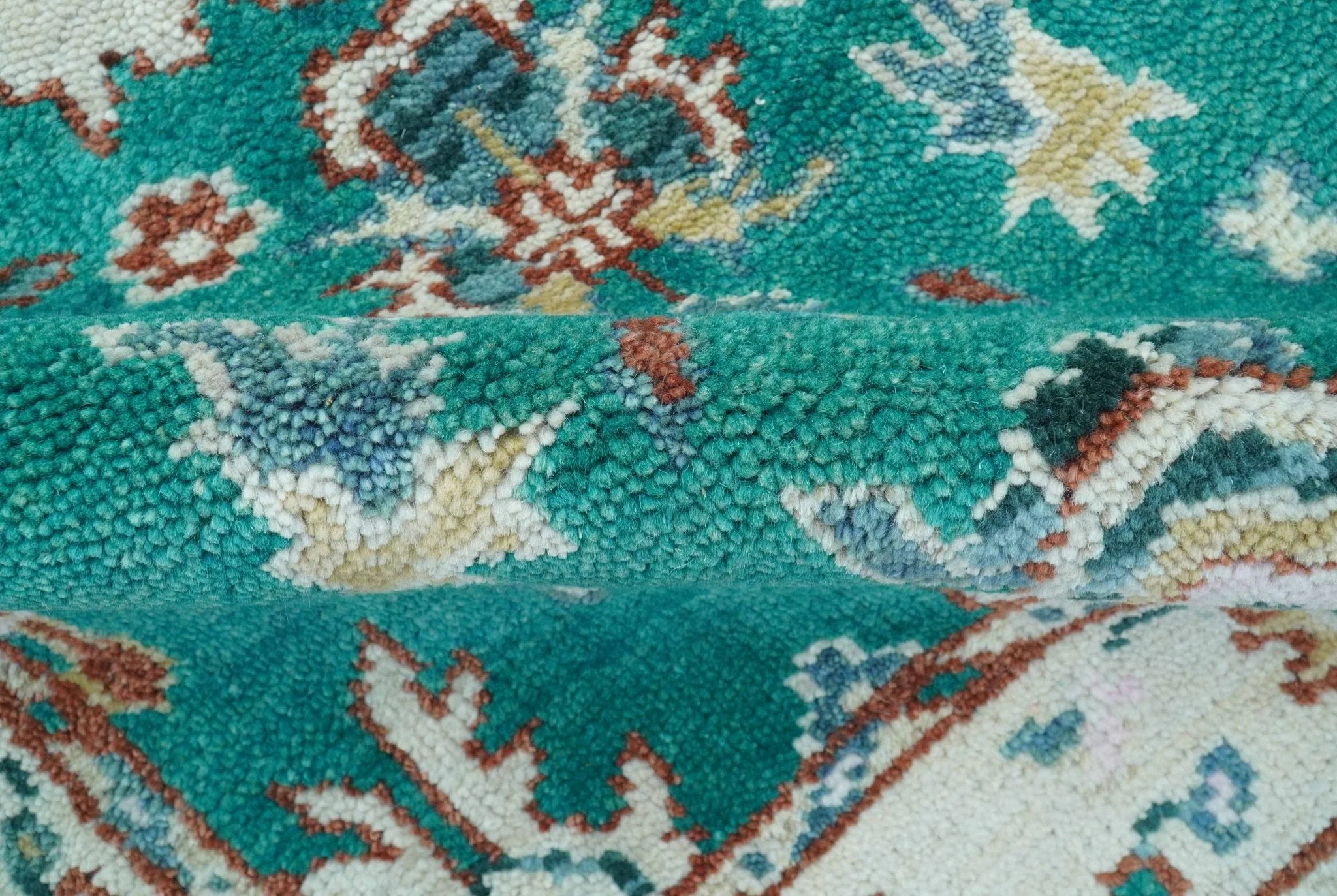 Traditional Design Teal Hand knotted 4x6 Wool Area Rug - Image 6