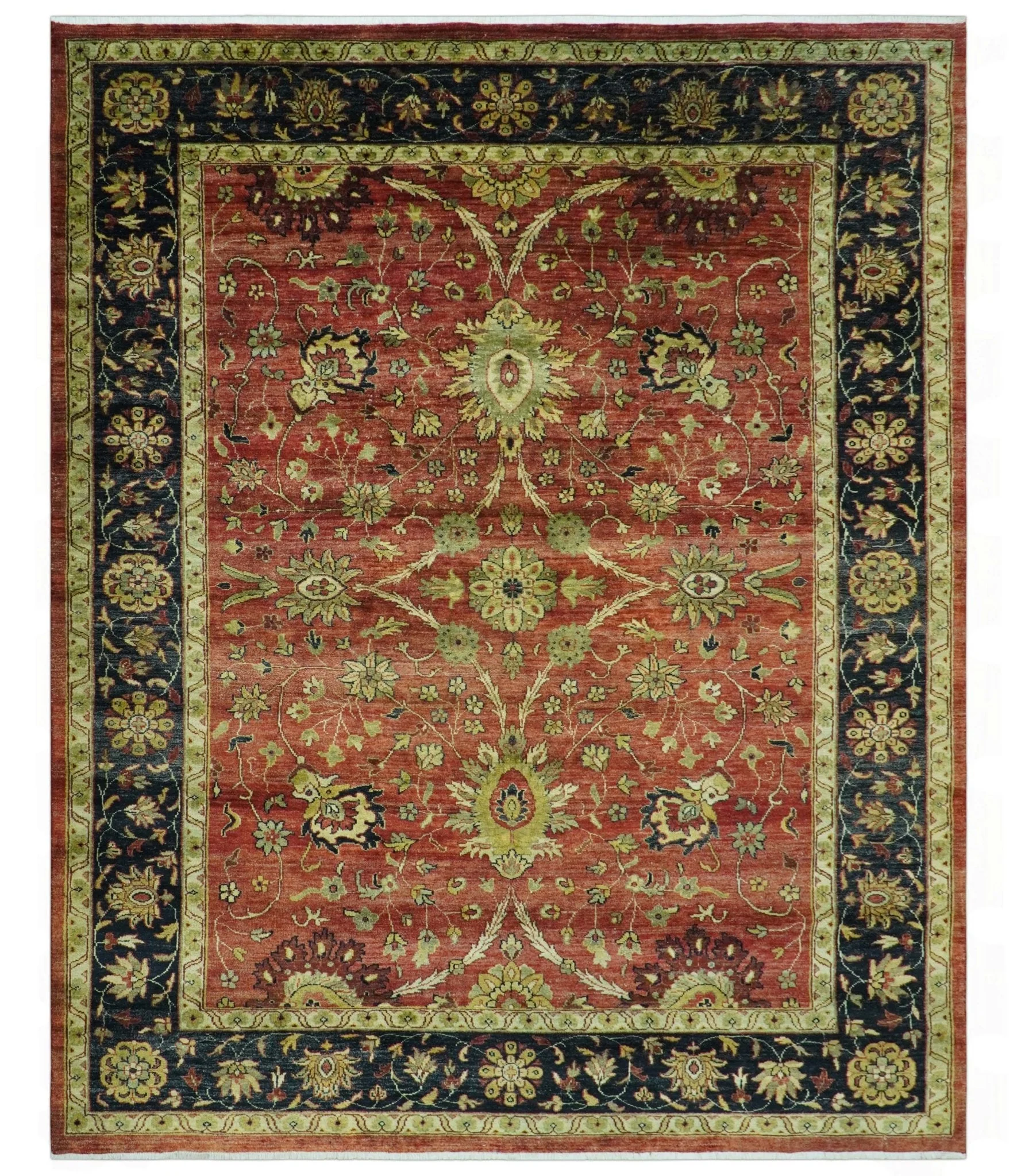 Traditional Fine Turkish design Rust And Beige 8x10 Hand Knotted Wool Area Rug - Image 10