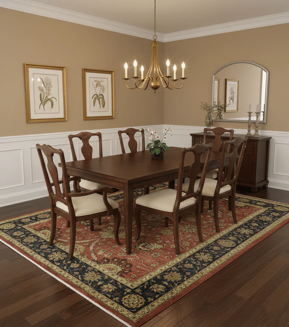 Traditional Fine Turkish design Rust And Beige 8x10 Hand Knotted Wool Area Rug - Image 2