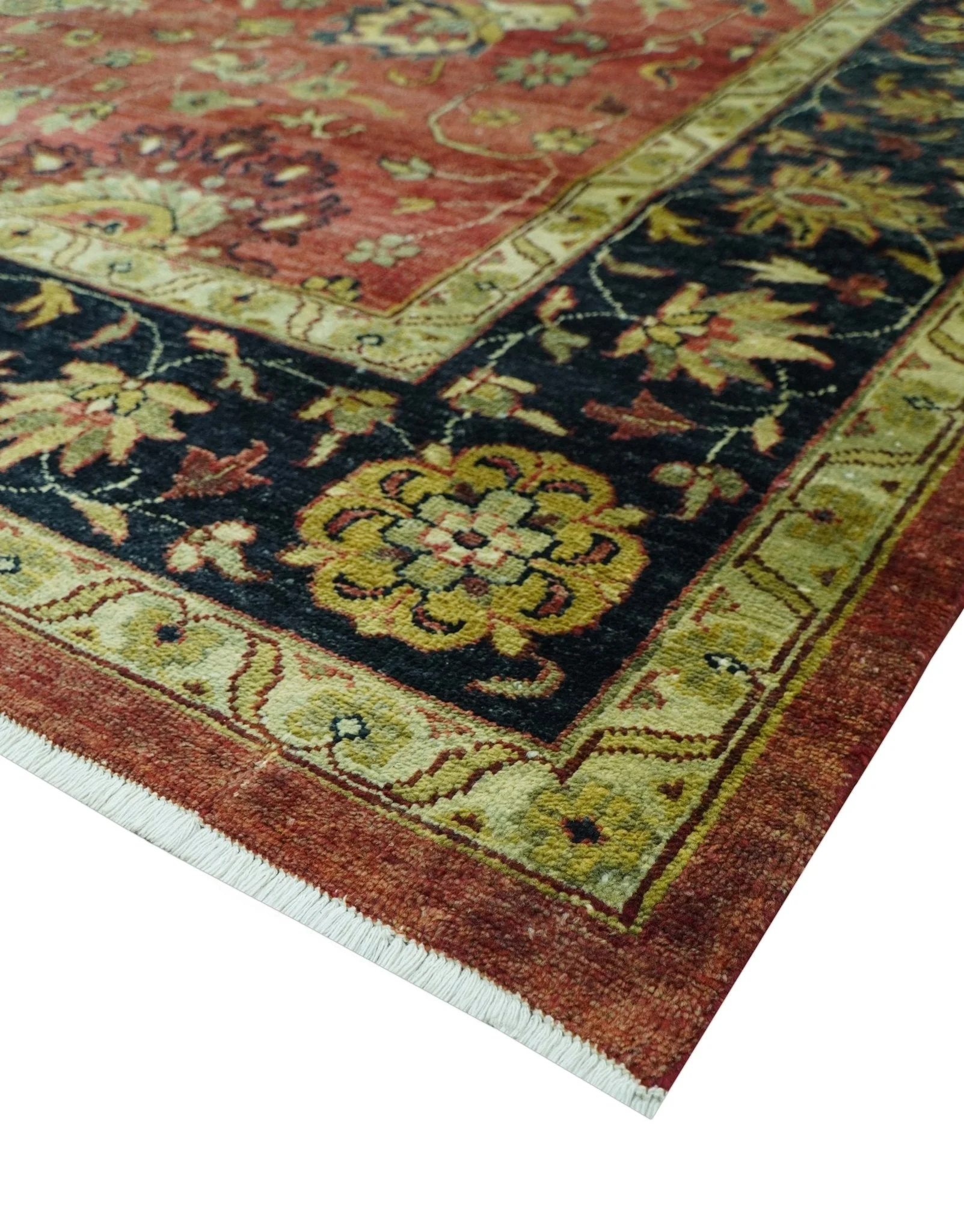 Traditional Fine Turkish design Rust And Beige 8x10 Hand Knotted Wool Area Rug - Image 9