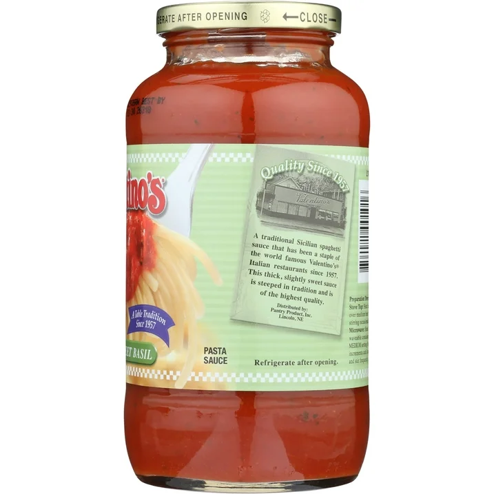Traditional Italian Sweet Basil Pasta Sauce | Pack of 2 | 24 oz | Valentino's - Image 4